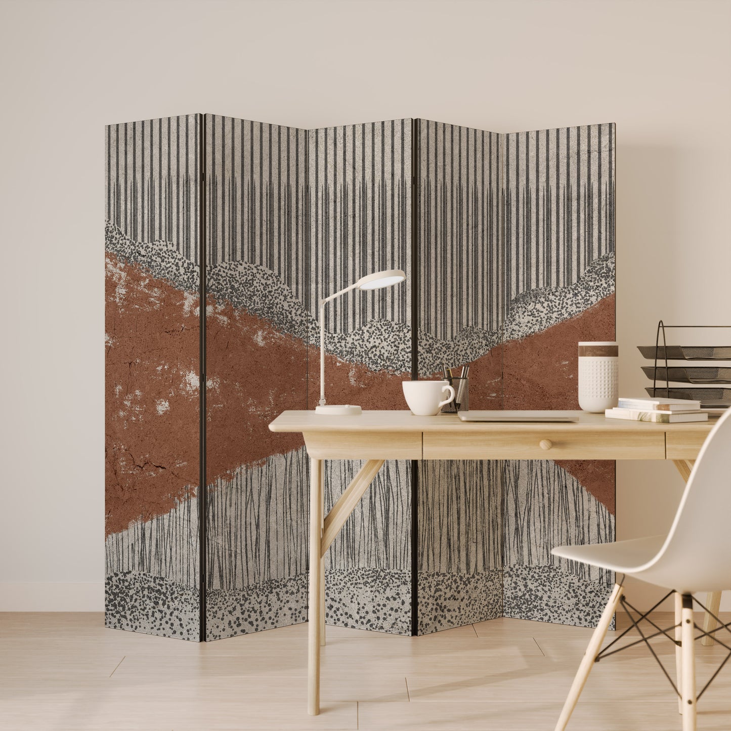 Divisorio decorativo per ambienti a 5 pannelli STRIPED TERRAIN