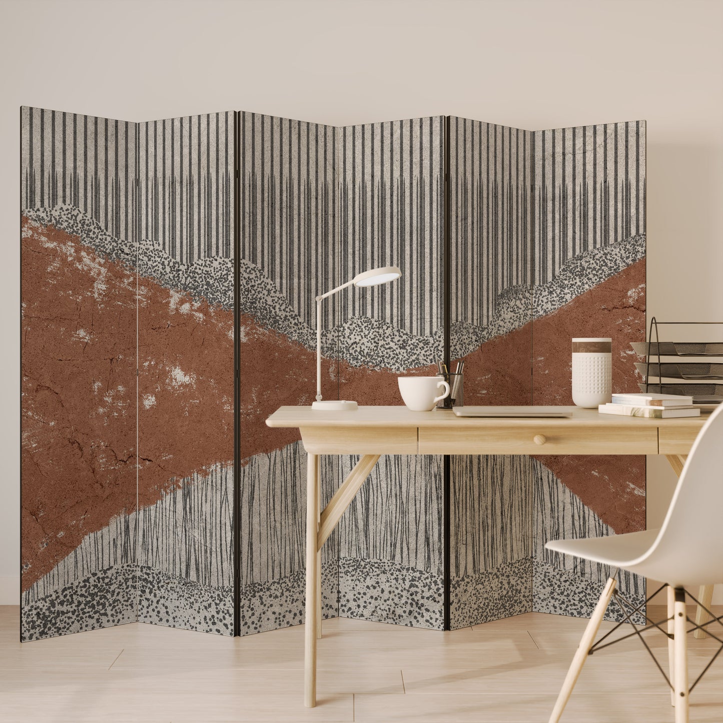 Divisorio decorativo per ambienti a 6 pannelli STRIPED TERRAIN