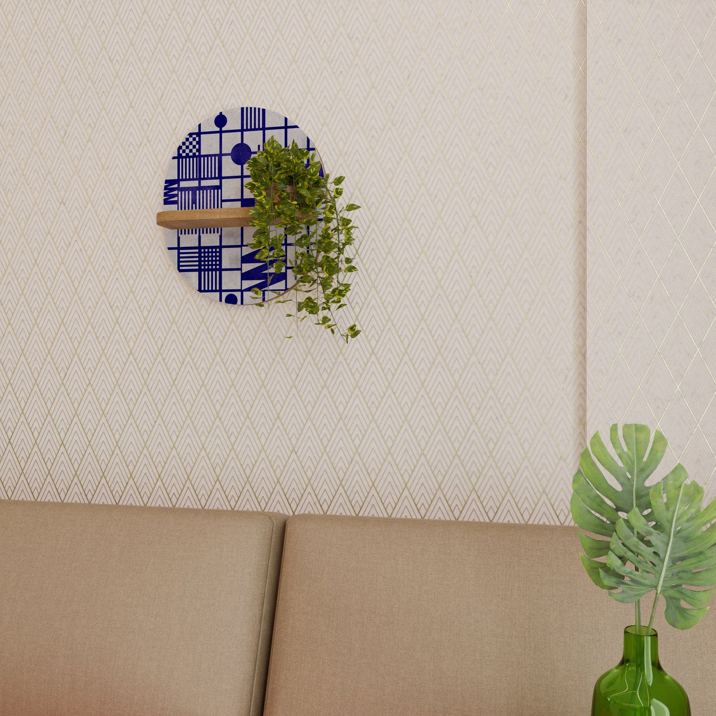 THE RIGHT PLACES Mensola ovale per opere d'arte in effetto rovere