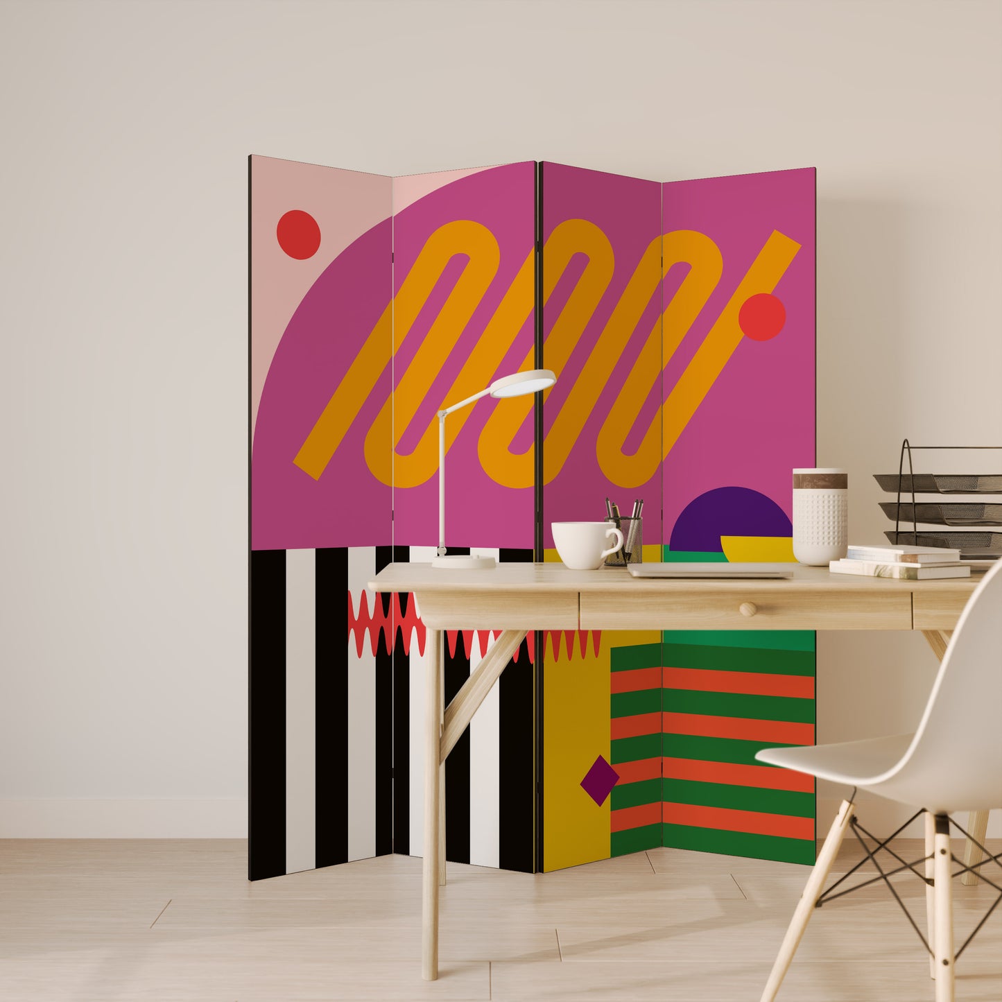 Divisorio decorativo per ambienti VIVID ART a 4 pannelli