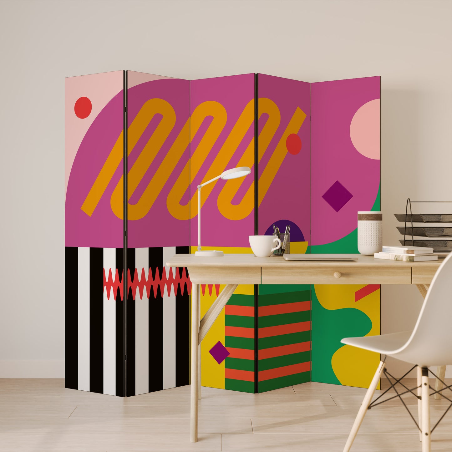 Divisorio decorativo per ambienti VIVID ART a 5 pannelli