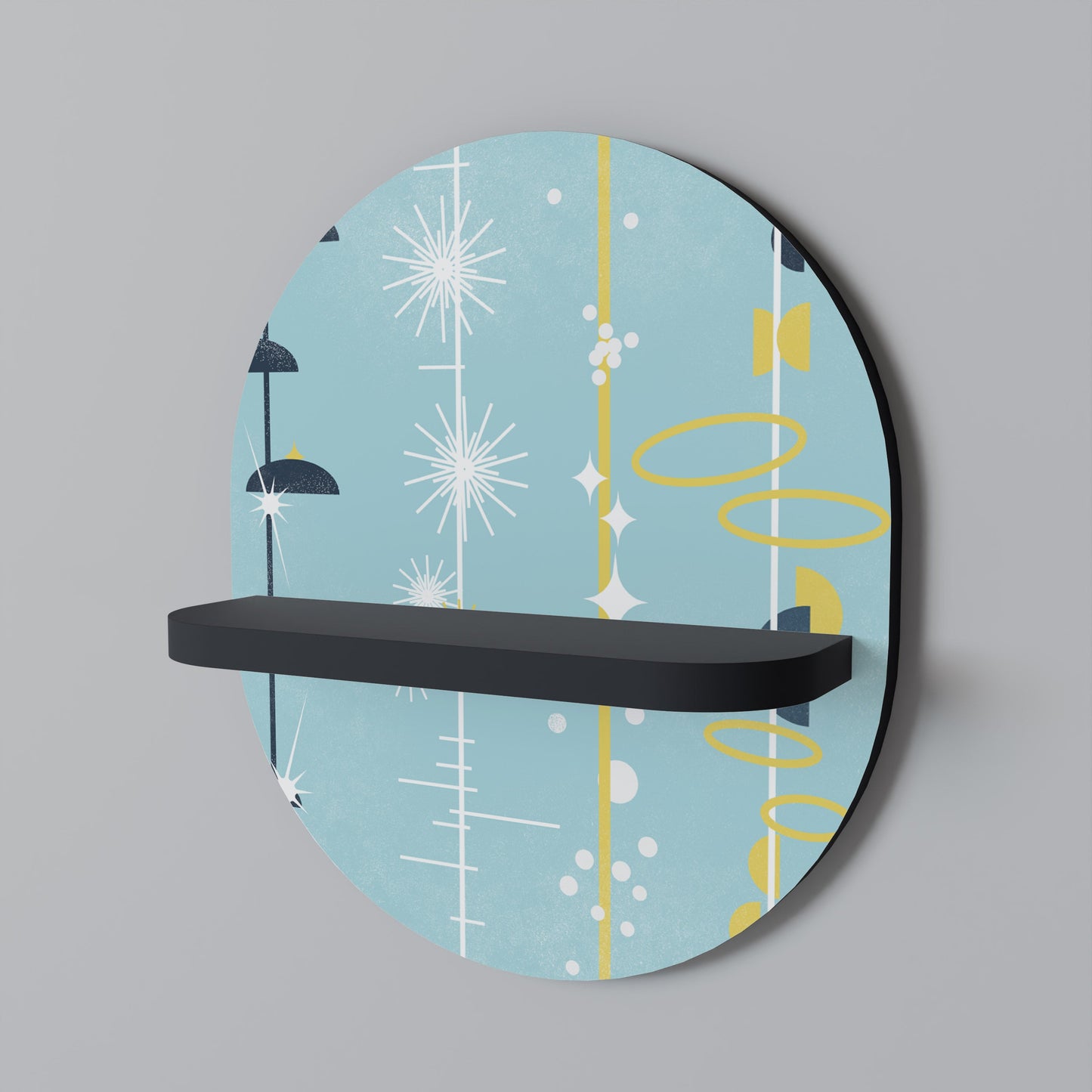 PATHS TO HAPPINESS Oval Art Shelf In Black Finish