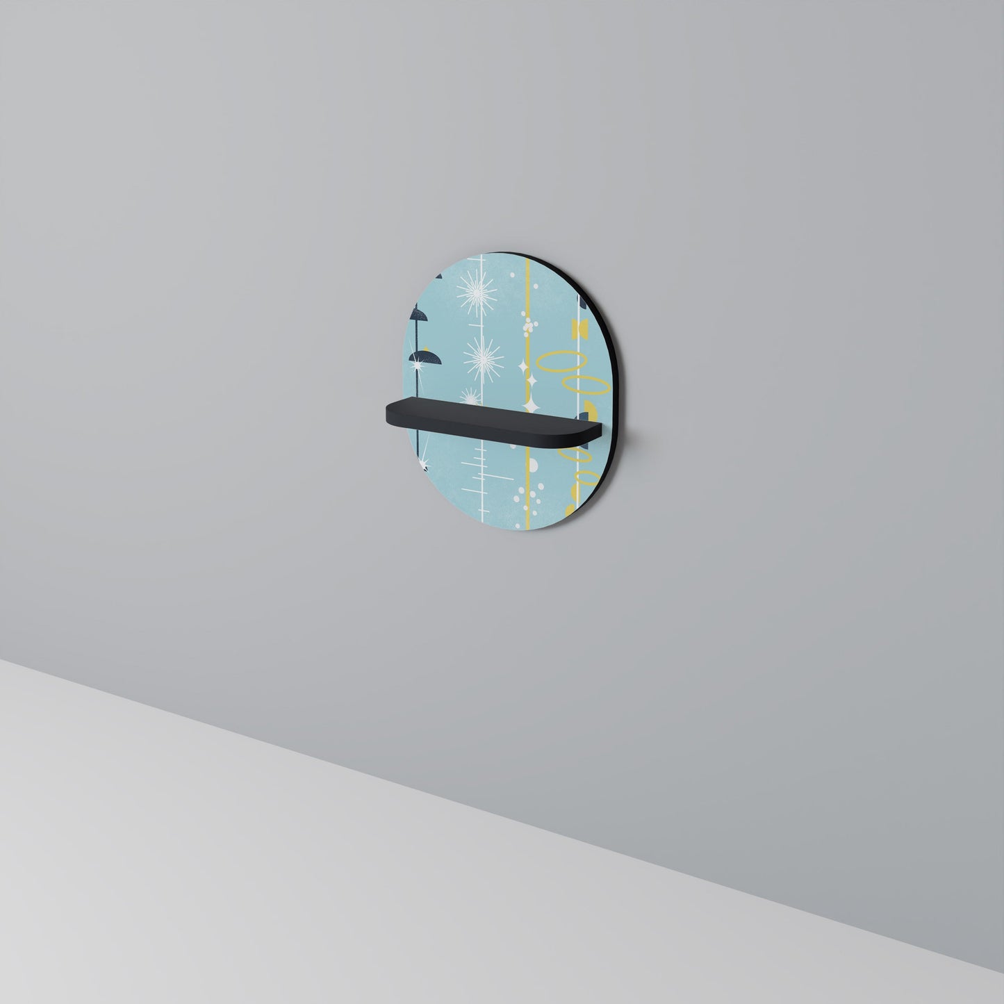 PATHS TO HAPPINESS Oval Art Shelf In Black Finish