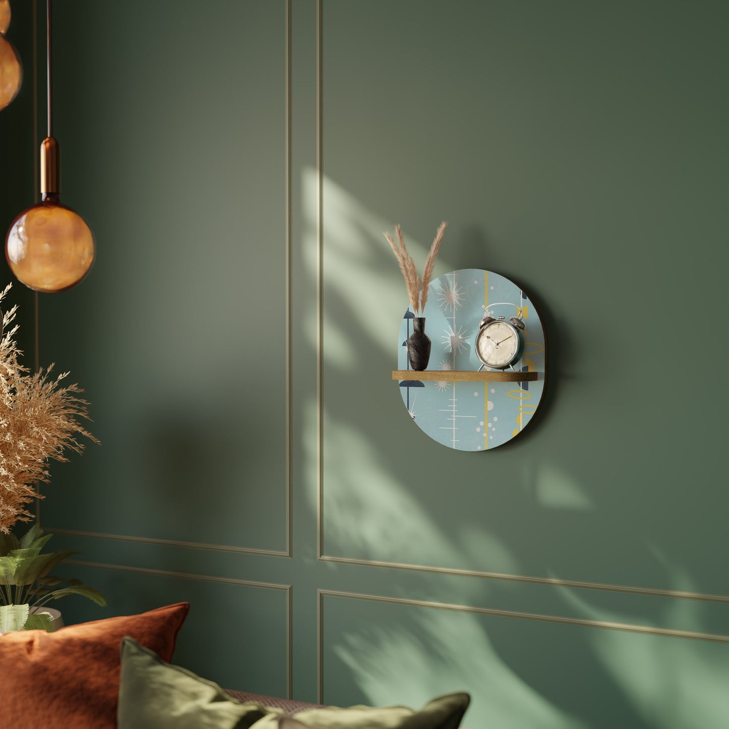 PERCORSI PER LA FELICITÀ Mensola ovale per opere d'arte in effetto rovere