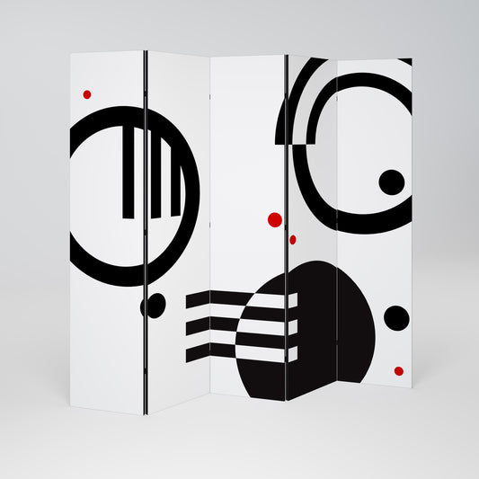 BLACK AND WHITE COMBINATION Decorative 5-Panel Room Divider