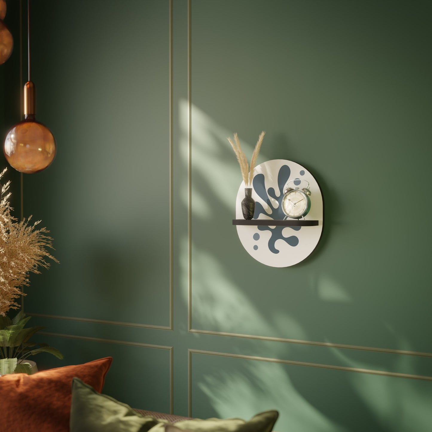 WONDERLAND VEGETATION Oval Art Shelf In Black Finish