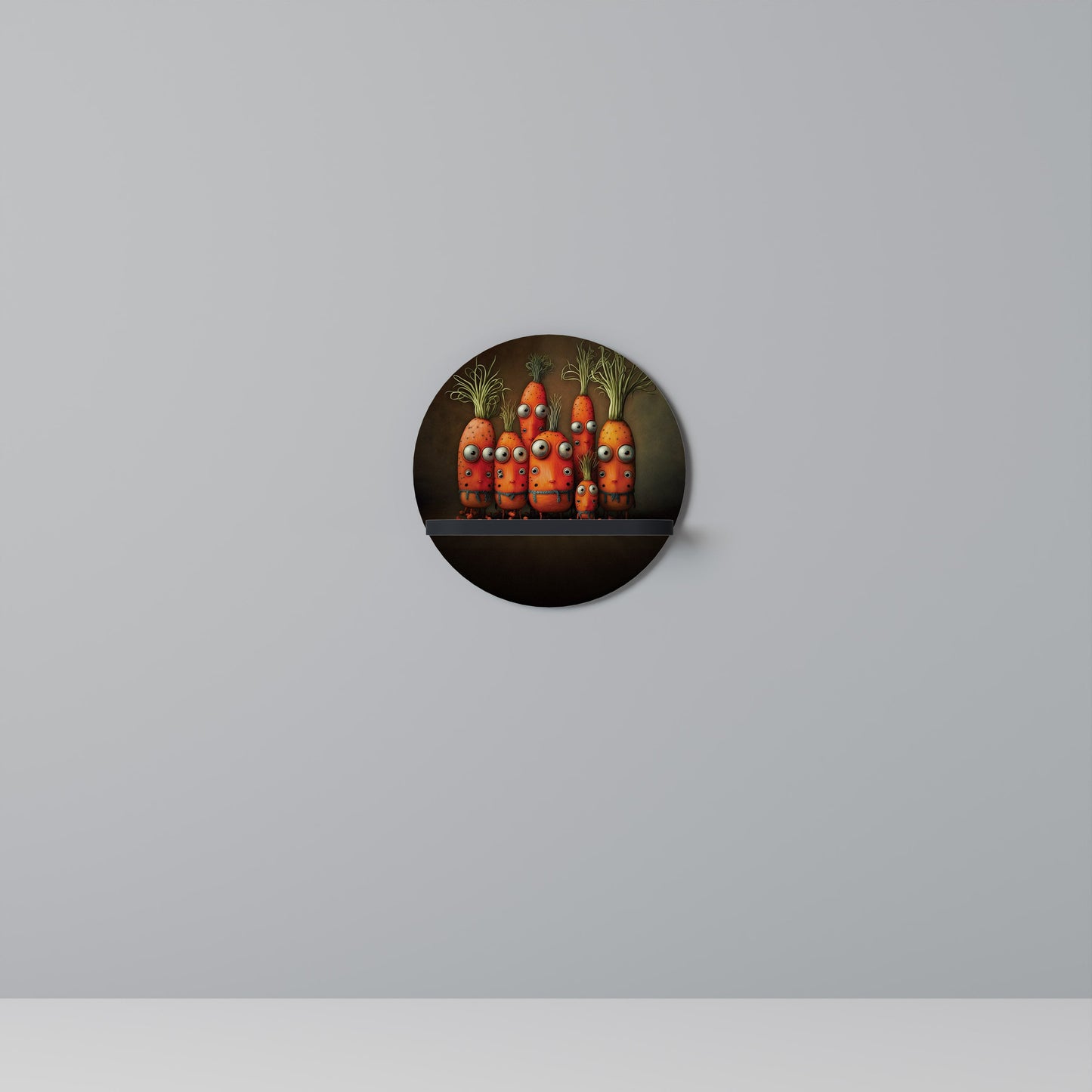 CUTE OR SCARY Round Art Shelf In Black Finish