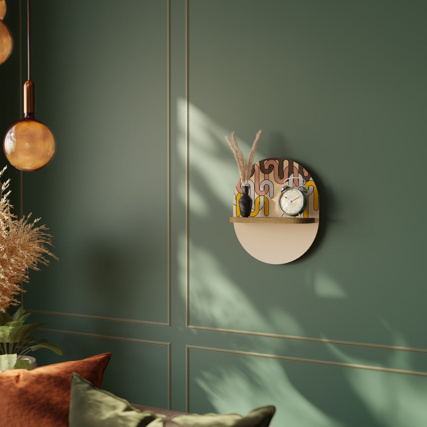 Mensola ovale per opere d'arte COLORFUL STRINGS in effetto rovere
