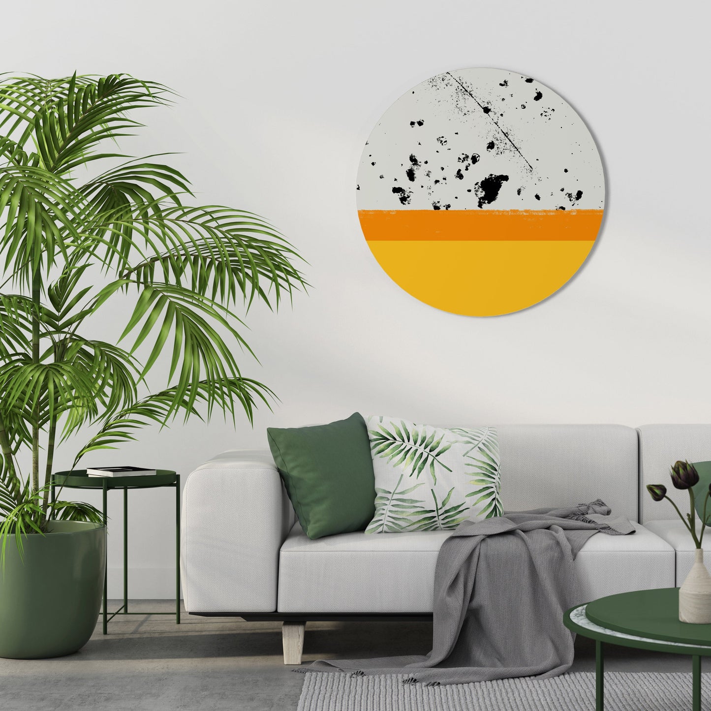 DYED BY ORANGE Round Wall Art