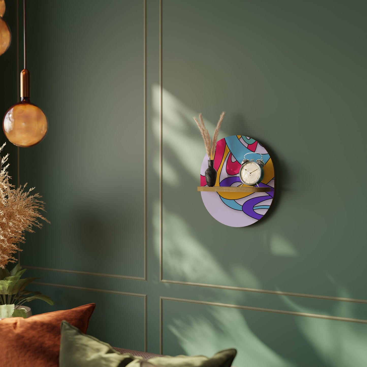 Mensola ovale COLOR STREAM effetto rovere