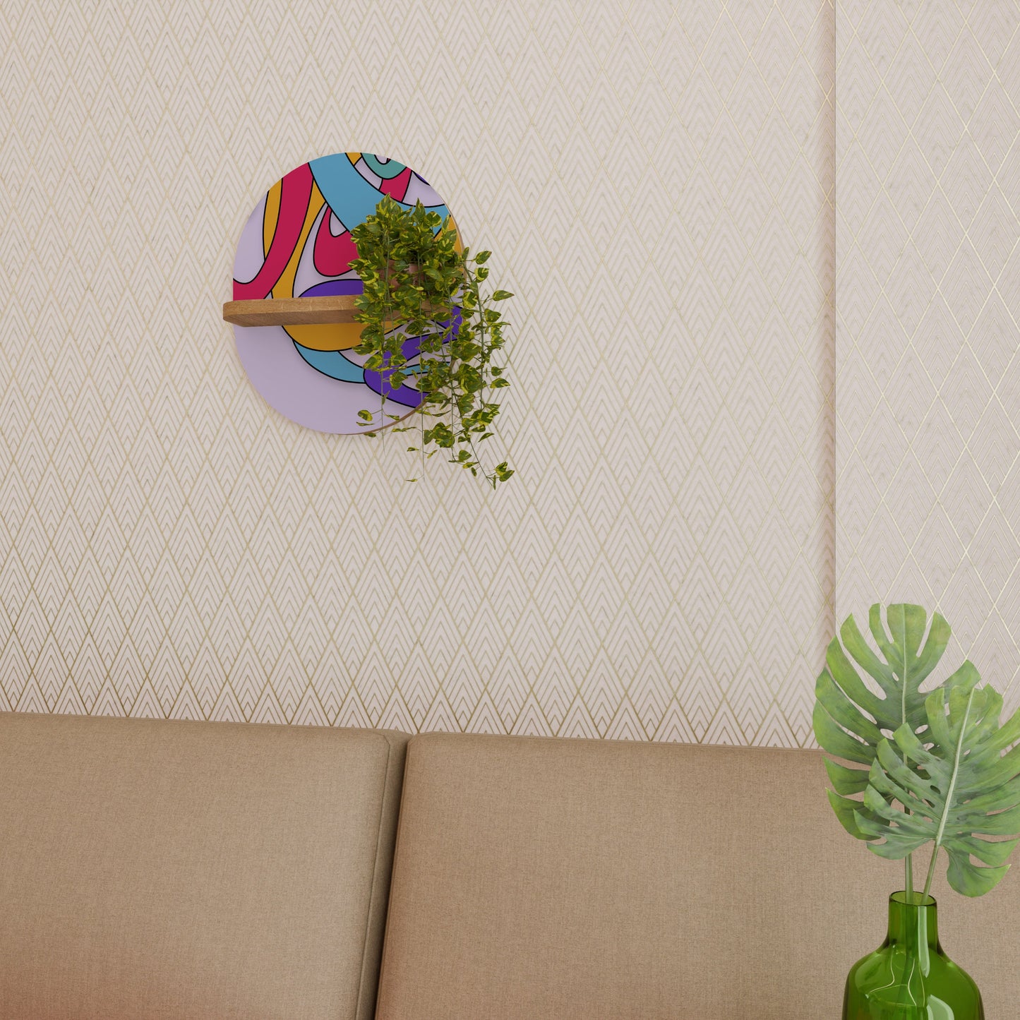 Mensola ovale COLOR STREAM effetto rovere
