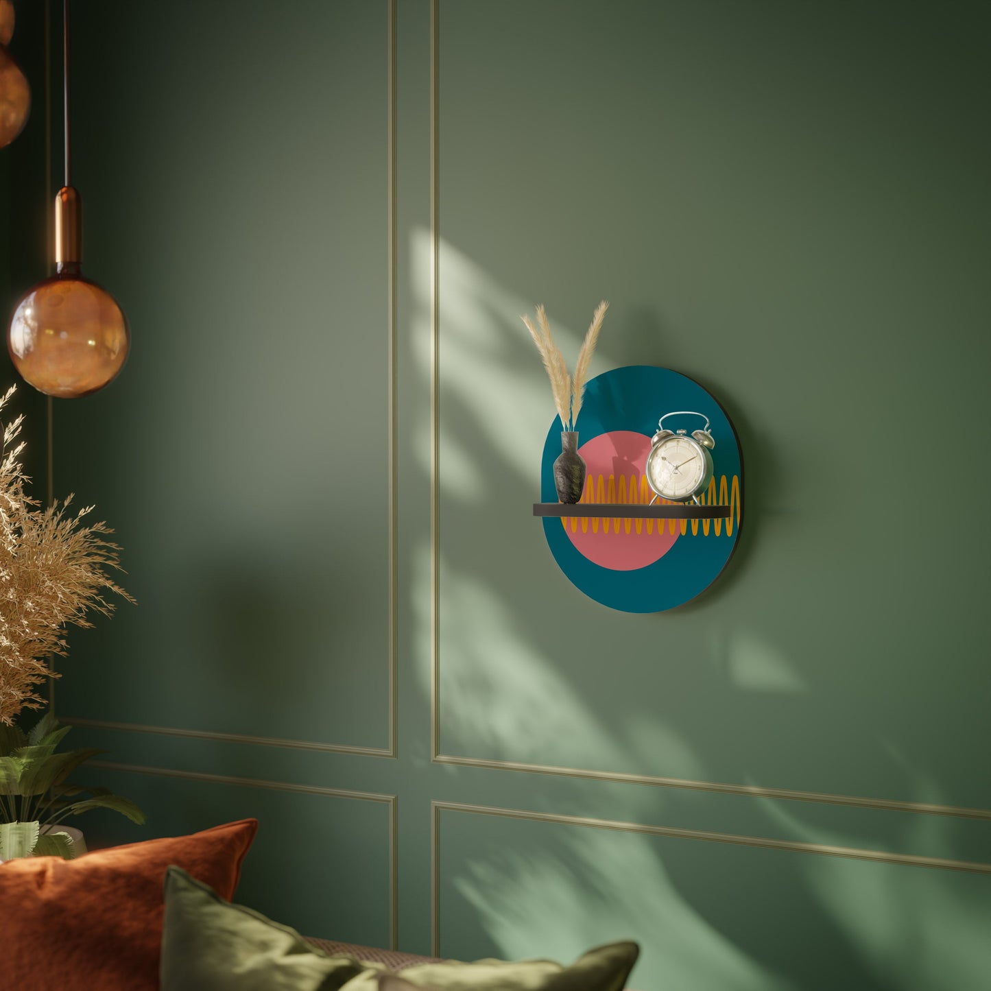 SOUND SOURCE Oval Art Shelf In Black Finish