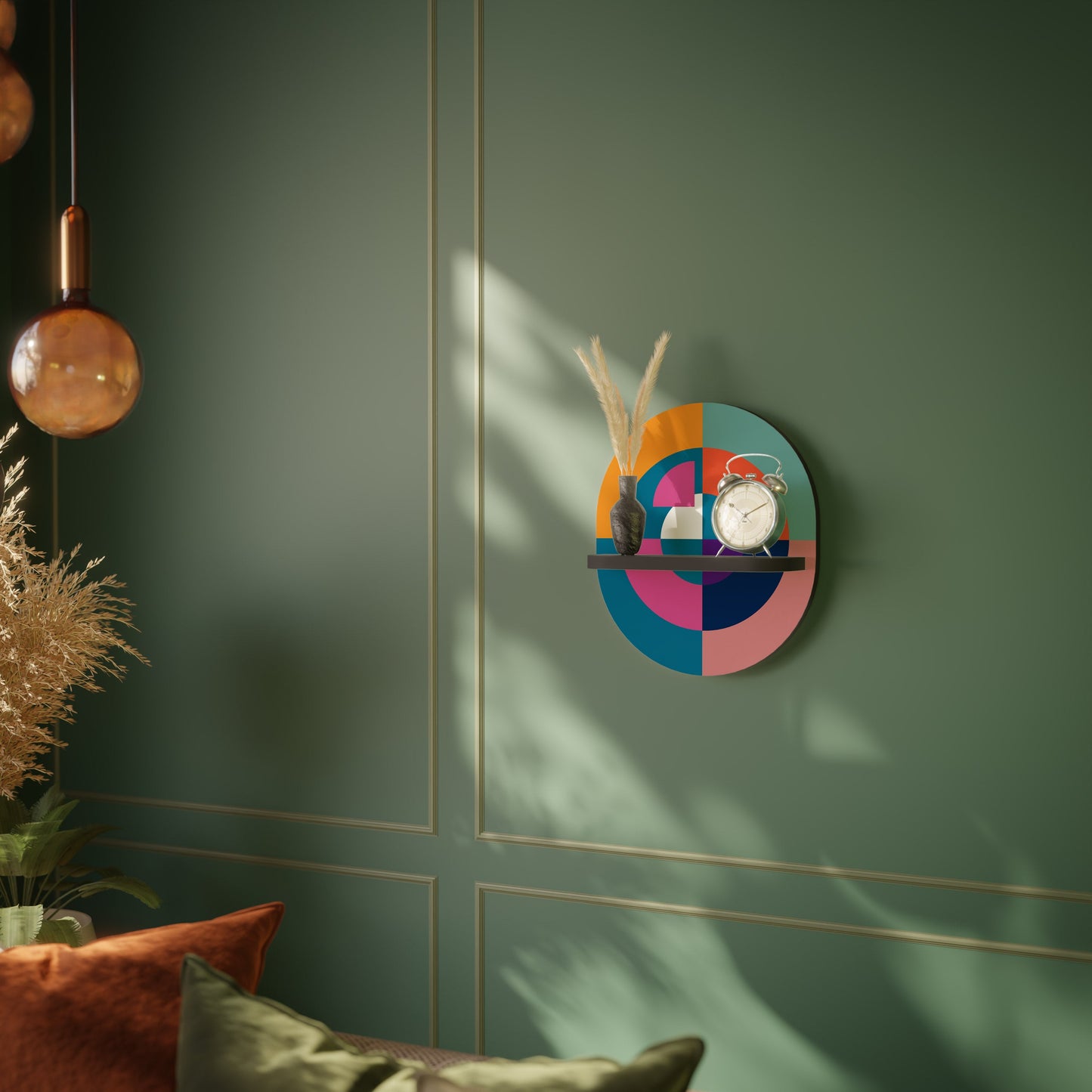 CREATING TOGETHER Oval Art Shelf In Black Finish