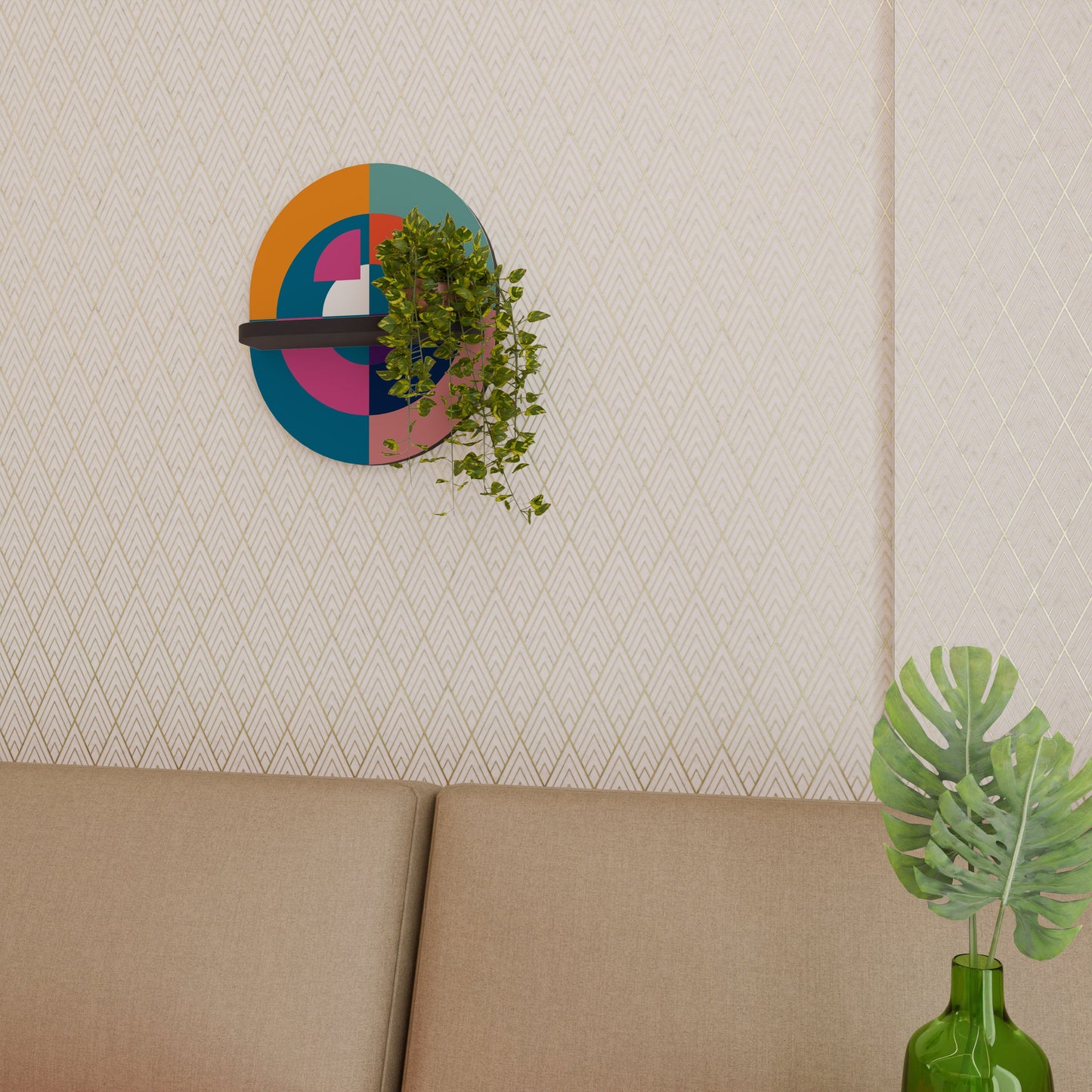 CREATING TOGETHER Oval Art Shelf In Black Finish