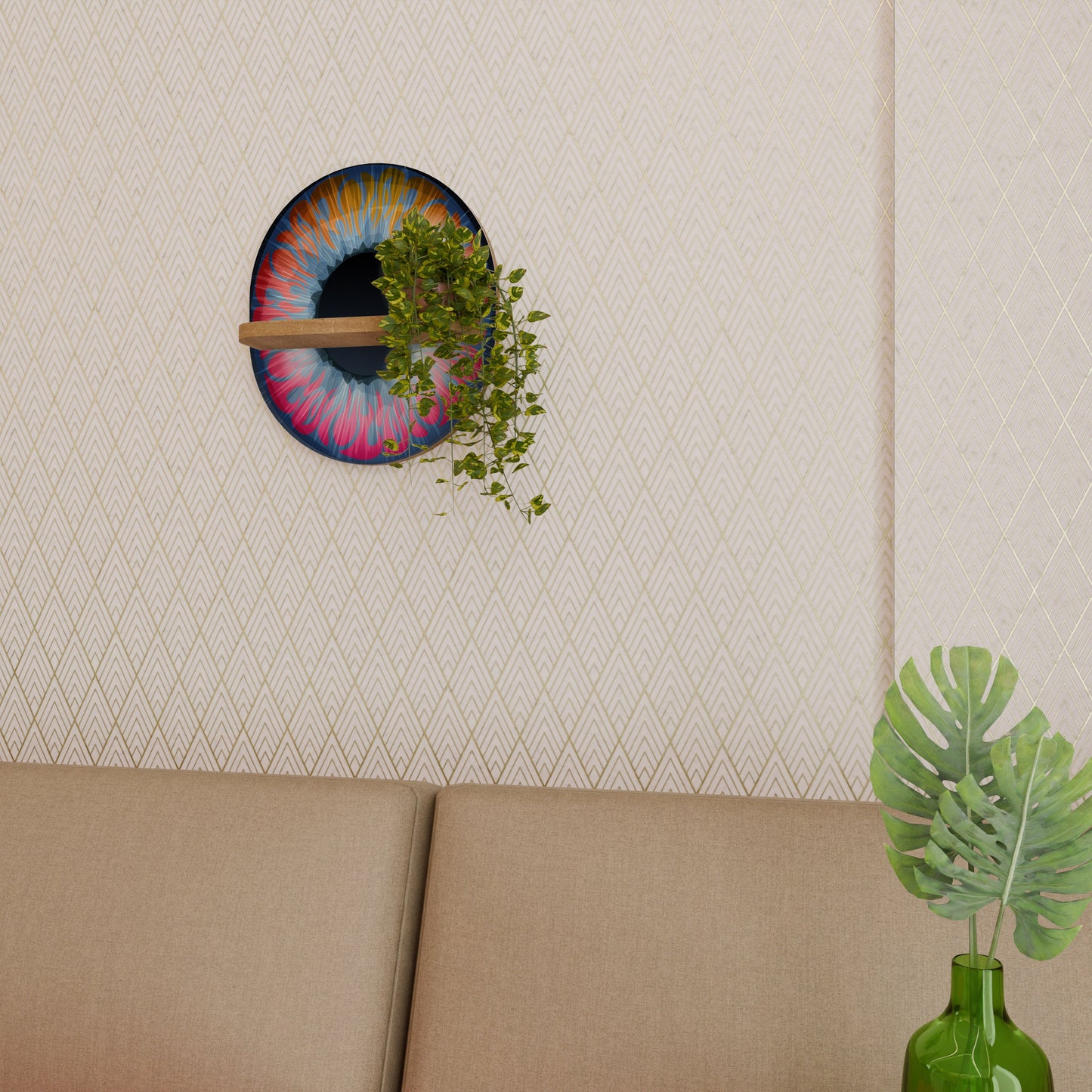 FANTASY EYE Mensola ovale per opere d'arte in effetto rovere