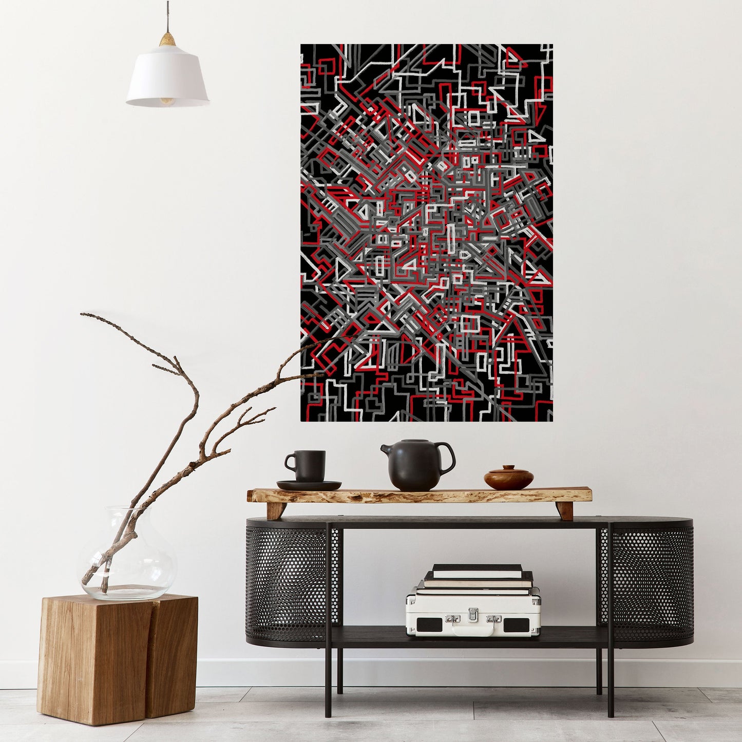 Poster verticale staccabile e attaccabile LINEE SPEZZATE