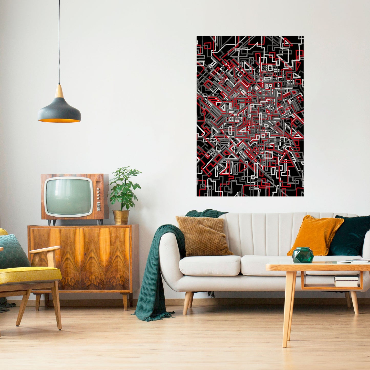 Poster verticale staccabile e attaccabile LINEE SPEZZATE