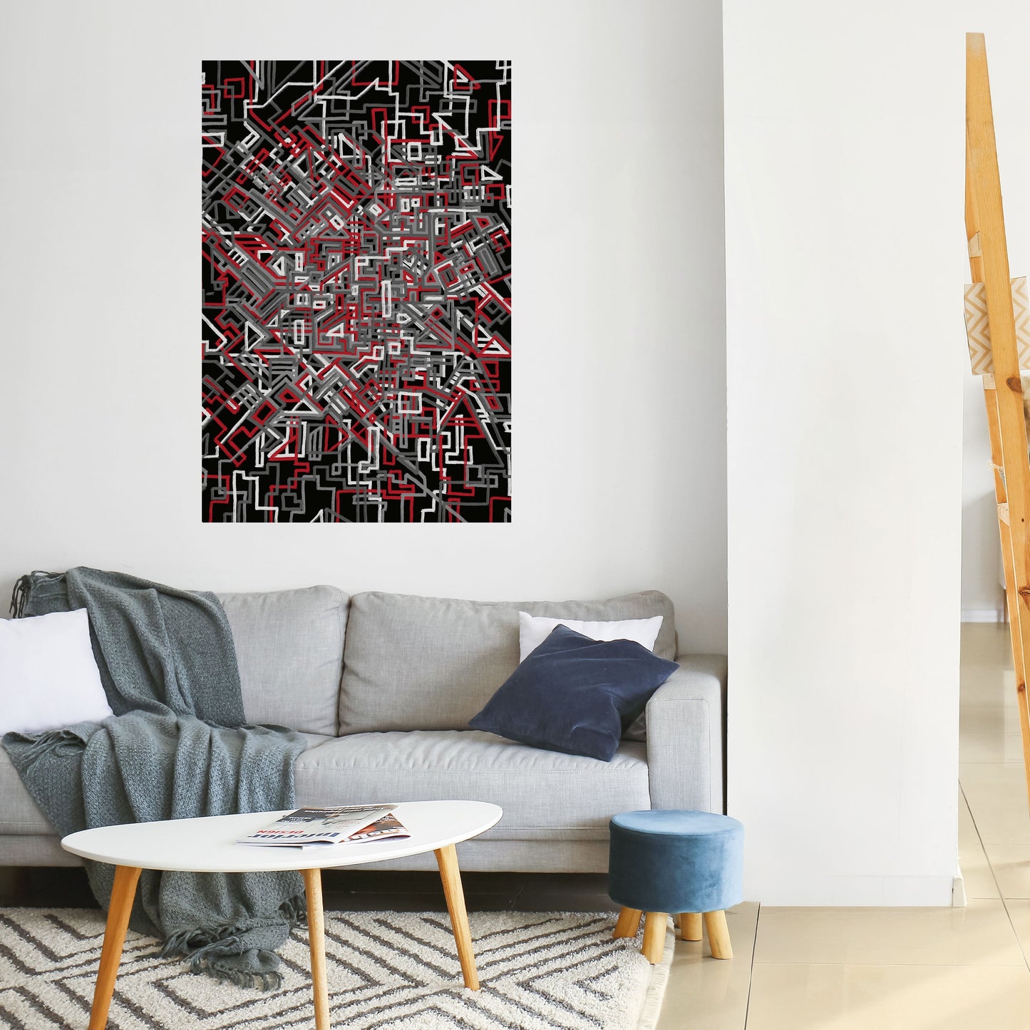 Poster verticale staccabile e attaccabile LINEE SPEZZATE
