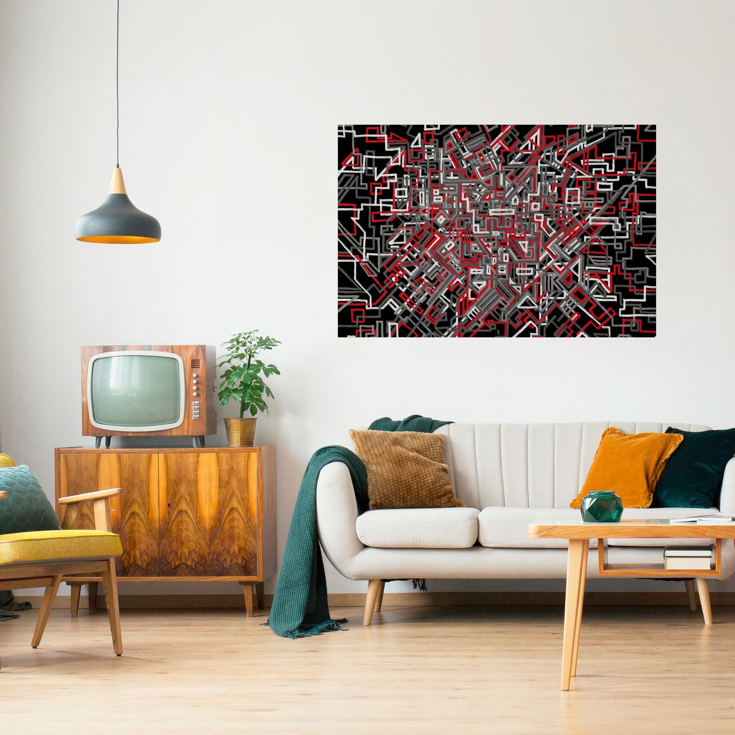 Poster orizzontale staccabile e attaccabile LINEE SPEZZATE