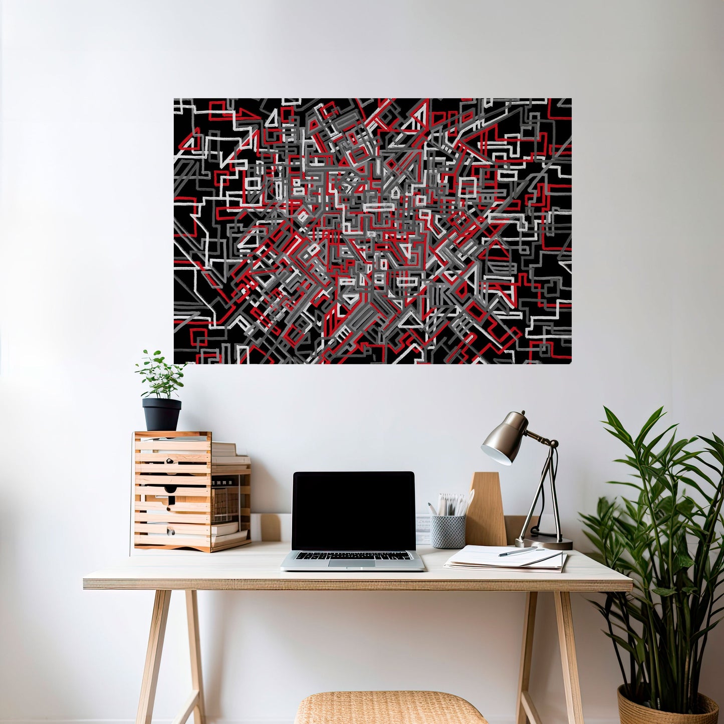 Poster orizzontale staccabile e attaccabile LINEE SPEZZATE