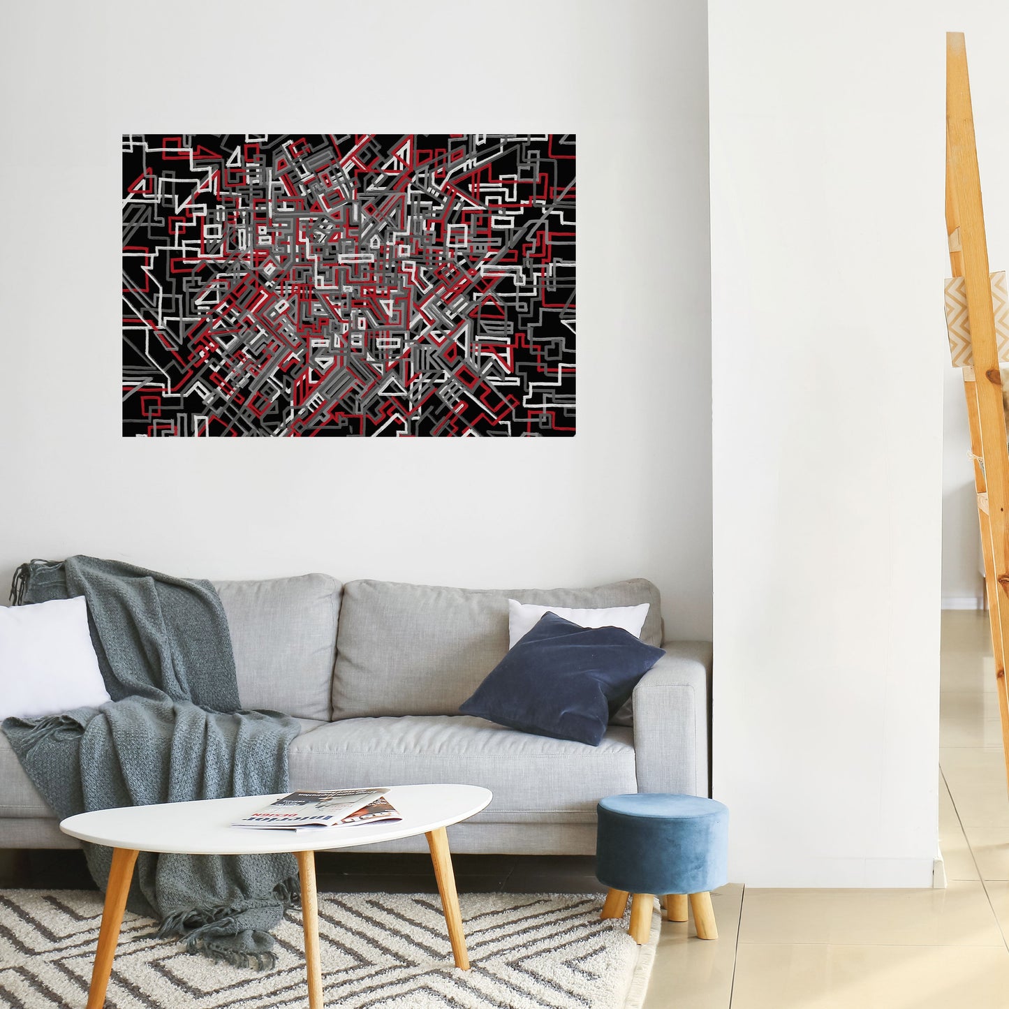 Poster orizzontale staccabile e attaccabile LINEE SPEZZATE