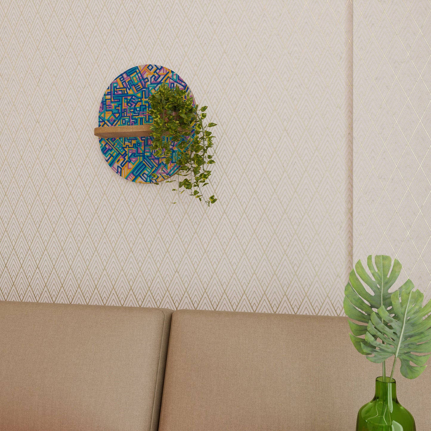 MEMORIES MAP Mensola ovale per opere d'arte in effetto rovere