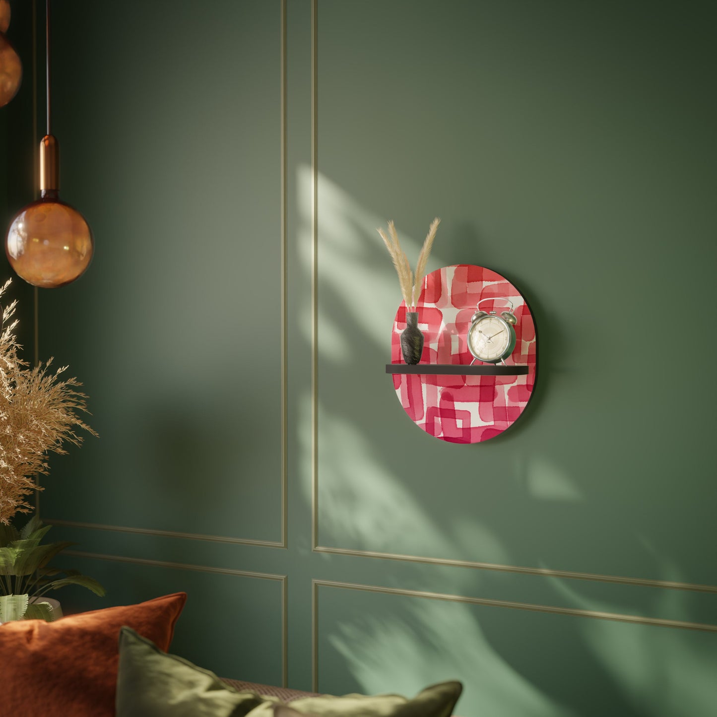KALEIDOSCOPIC CUBISM Oval Art Shelf In Black Finish