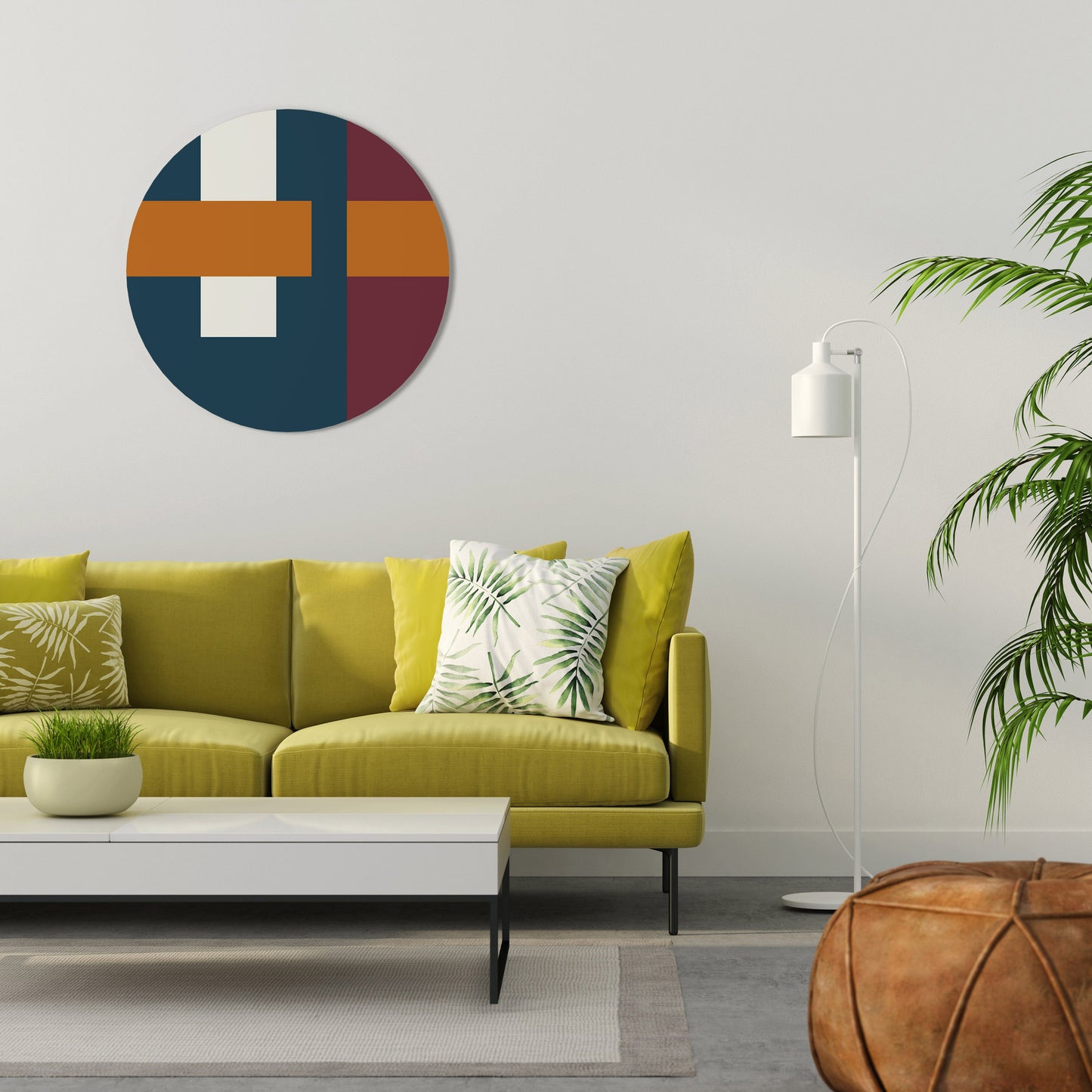 GEOMETRIC MELANCHOLY Round Wall Art