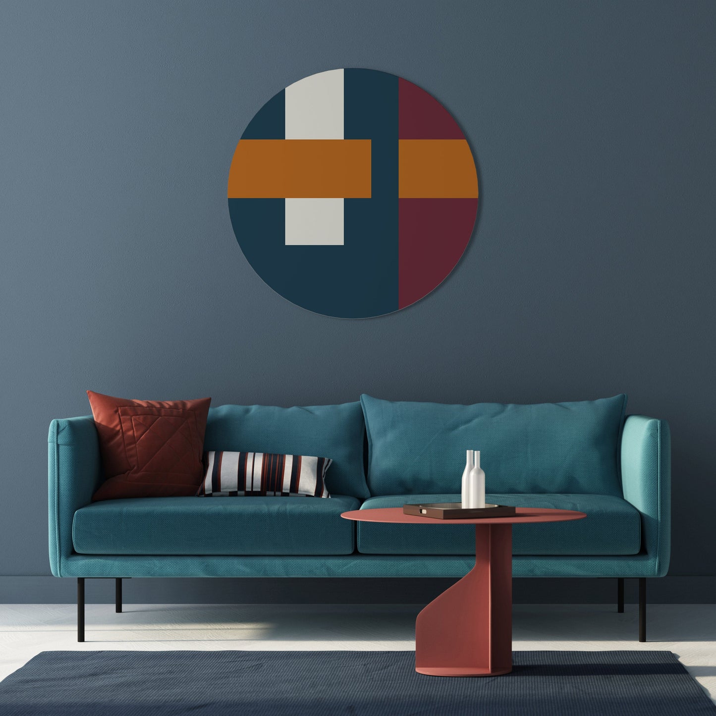 GEOMETRIC MELANCHOLY Round Wall Art
