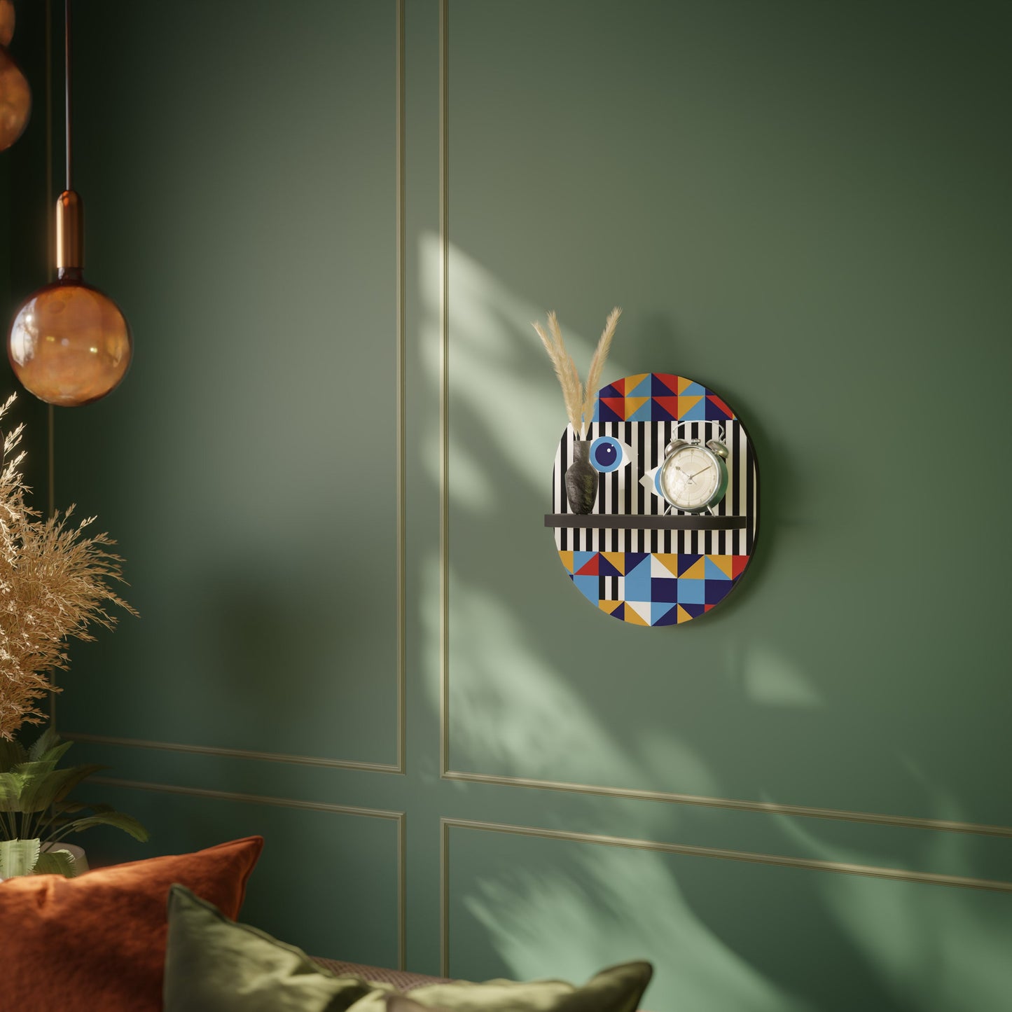 ABSTRACTION AND GEOMETRY Oval Art Shelf In Black Finish
