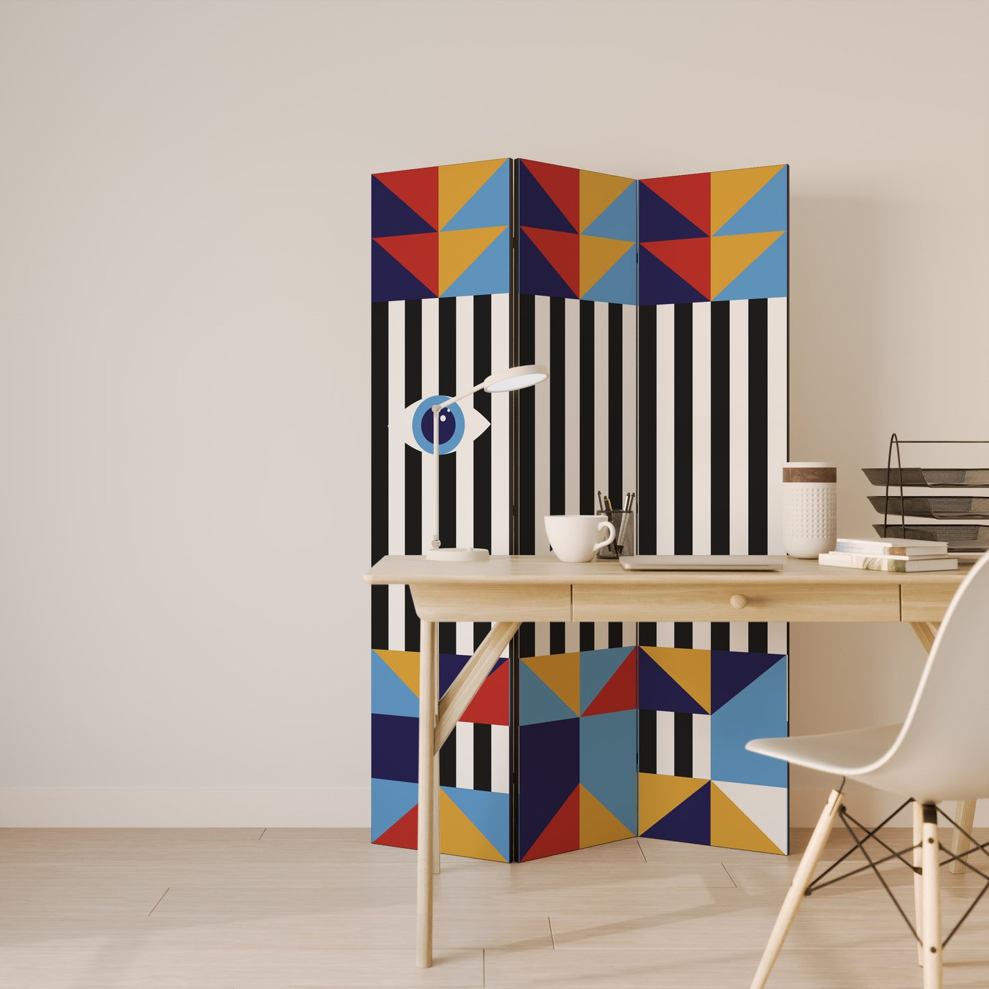 ASTRAZIONE E GEOMETRIA Divisorio decorativo per ambienti a 3 pannelli