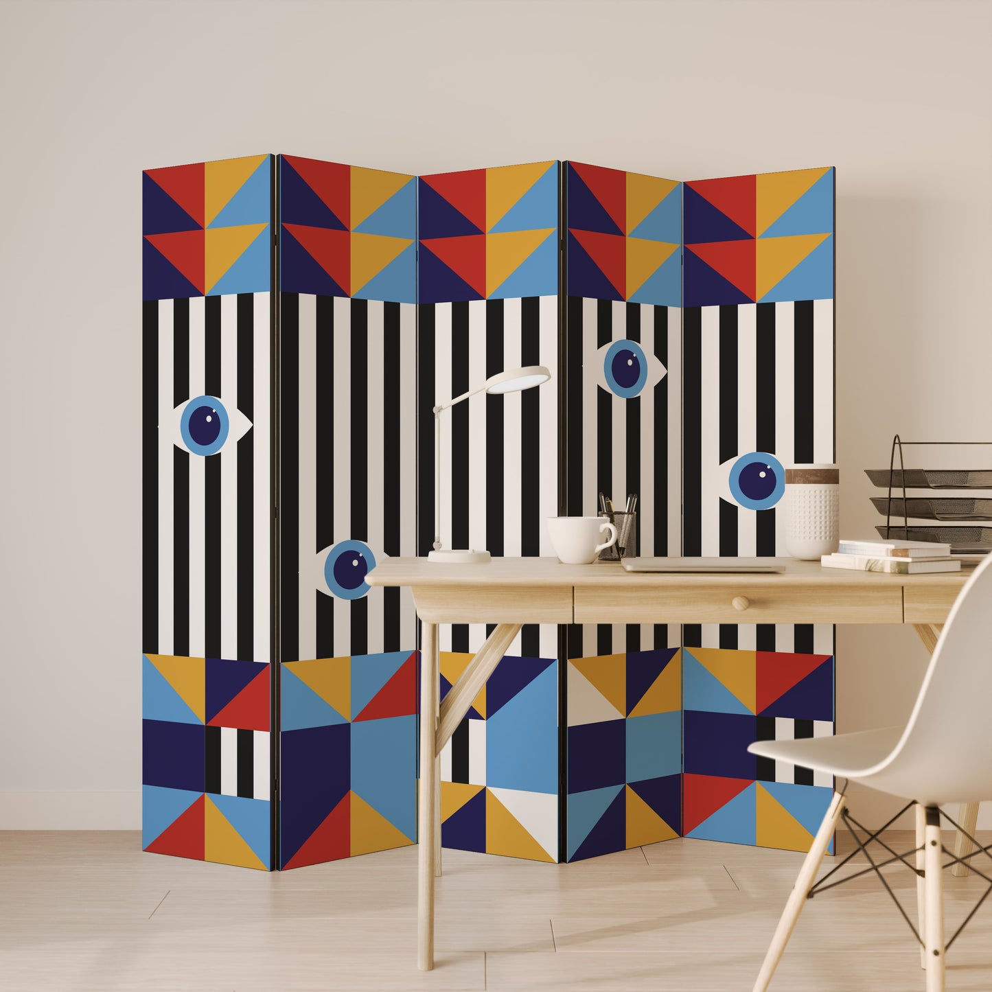 ASTRAZIONE E GEOMETRIA Divisorio decorativo per ambienti a 5 pannelli