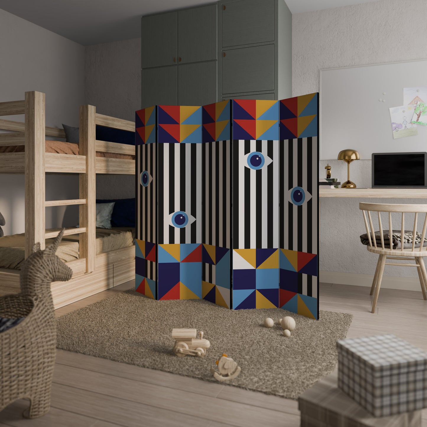 ASTRAZIONE E GEOMETRIA Divisorio decorativo per ambienti a 5 pannelli