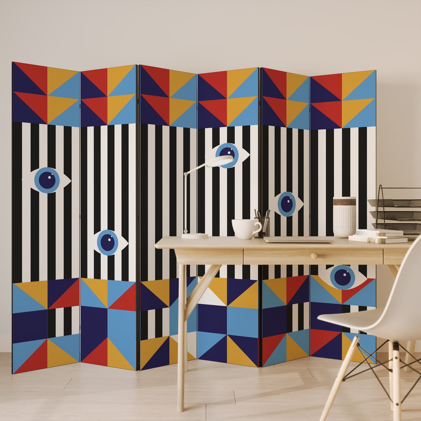 ASTRAZIONE E GEOMETRIA Divisorio decorativo per ambienti a 6 pannelli