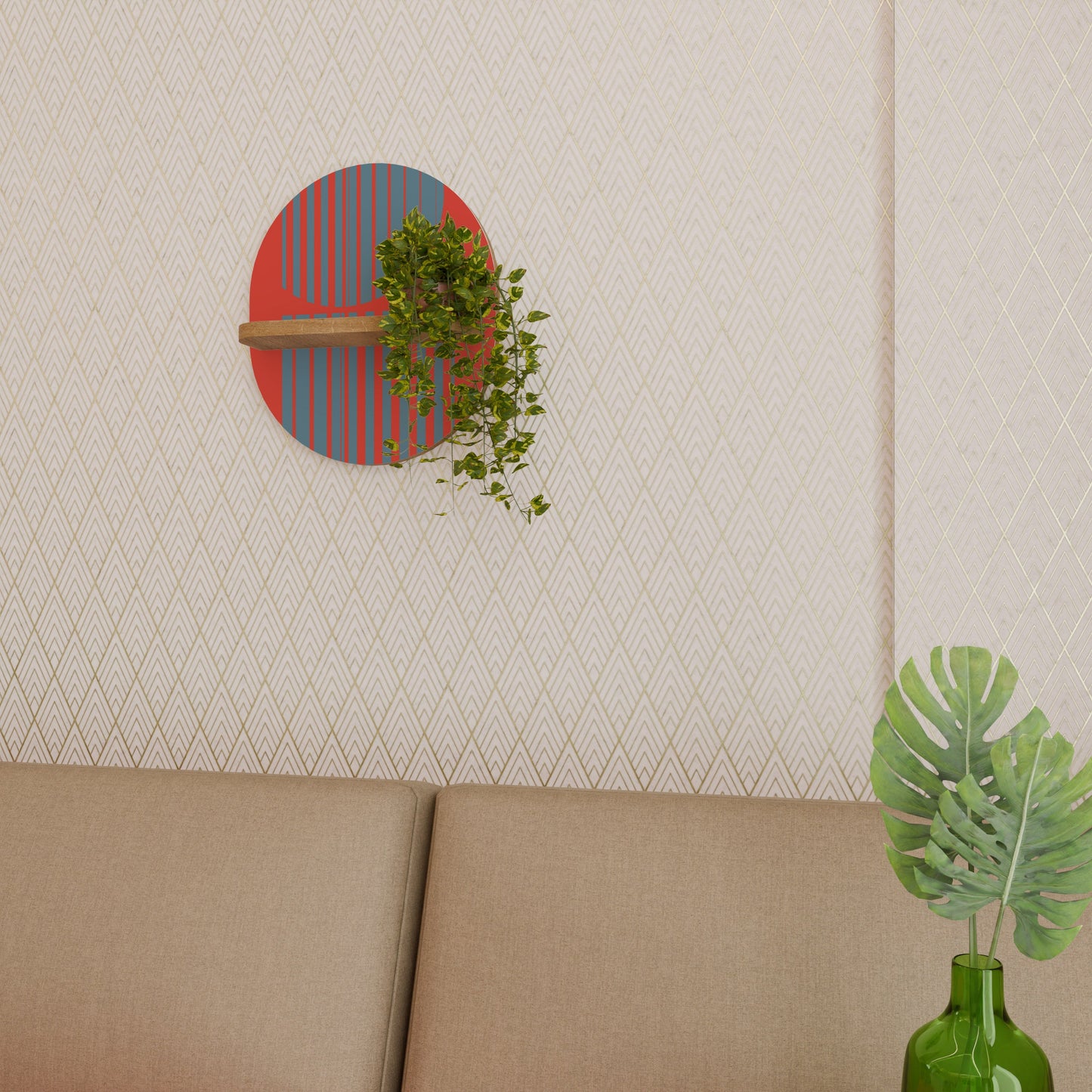 RISING GEOMETRY STARS Mensola ovale in effetto rovere