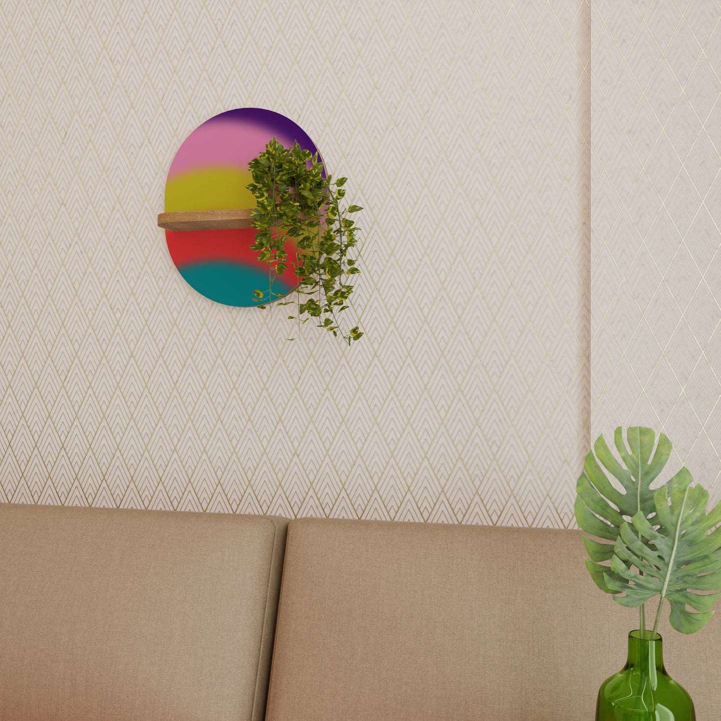 Mensola ovale RAINBOW TIME in effetto rovere