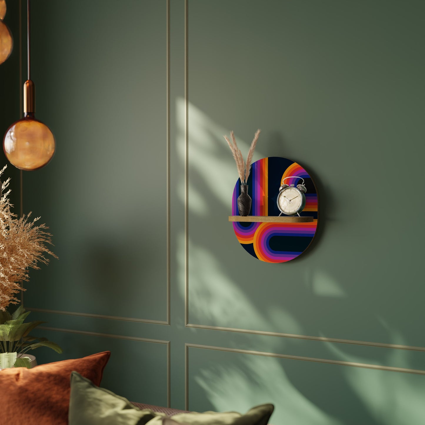 ACCECATO DALLE LUCI Mensola ovale per opere d'arte in effetto rovere