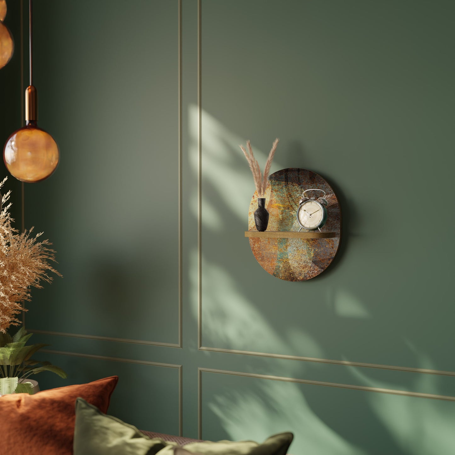 Mensola ovale ANTIQUE AURA in effetto rovere