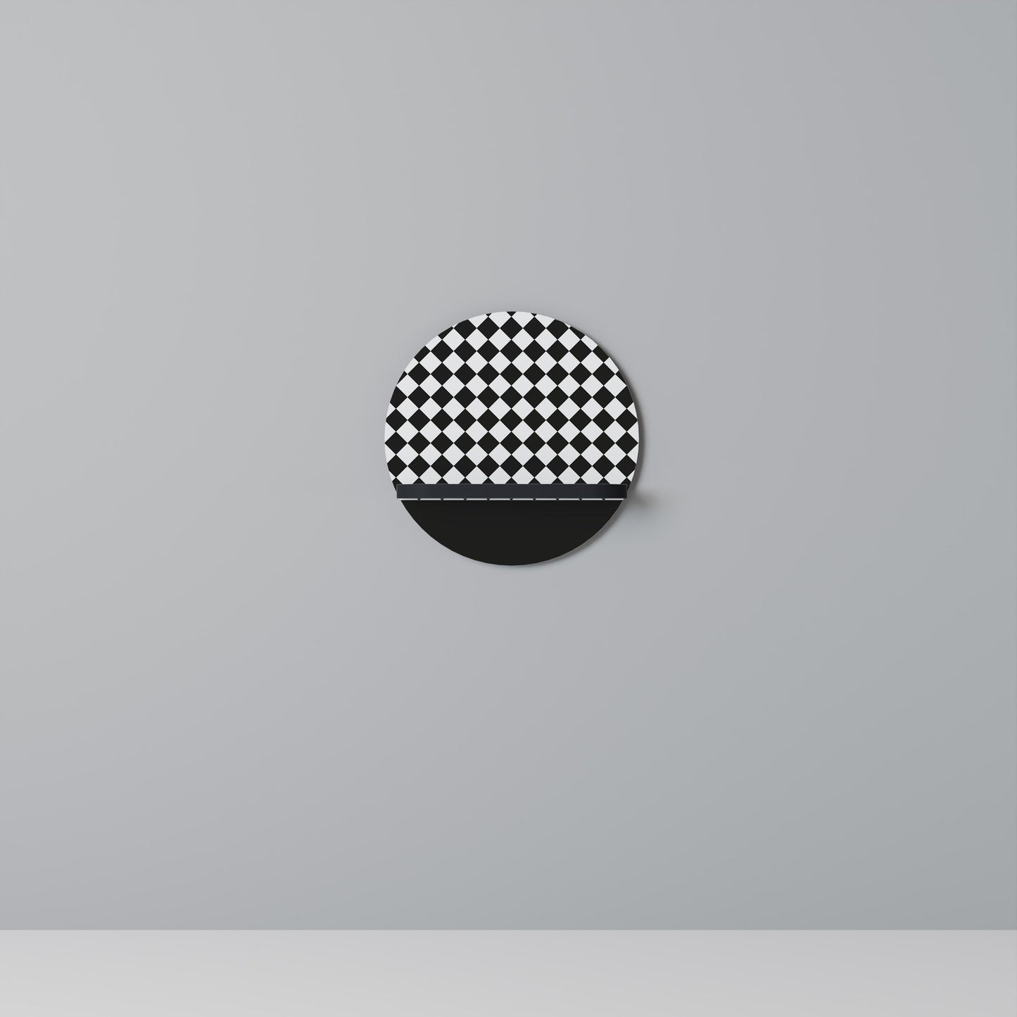 GRID GEOMETRY Round Art Shelf In Black Finish