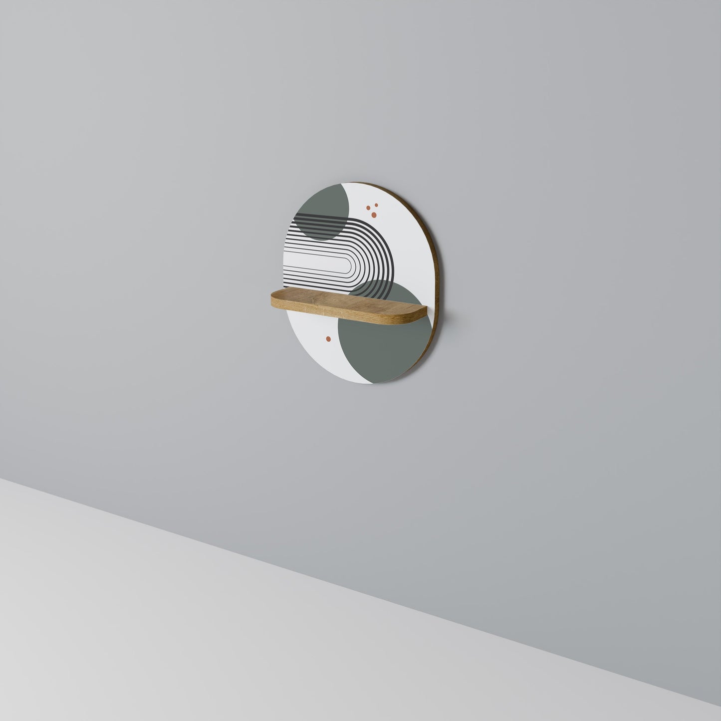 Mensola artistica ovale ORBITAL DECOR in effetto rovere