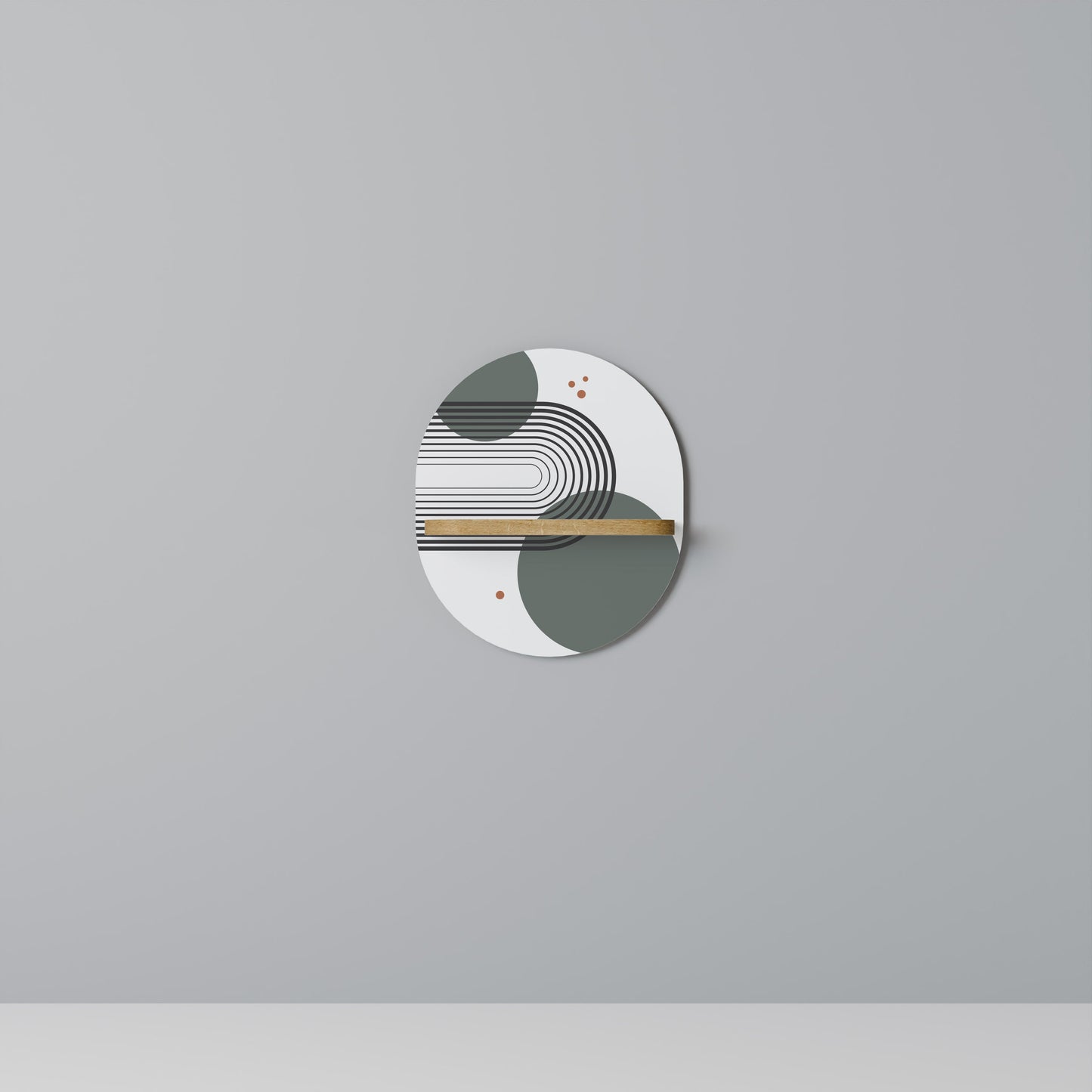 Mensola artistica ovale ORBITAL DECOR in effetto rovere