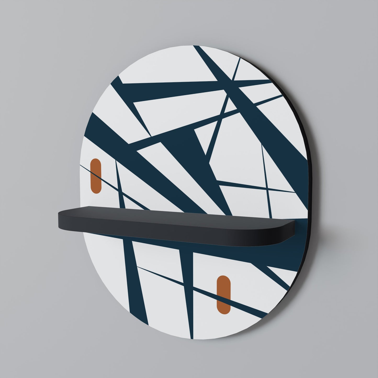 SHADOW SYMPHONY Oval Art Shelf In Black Finish