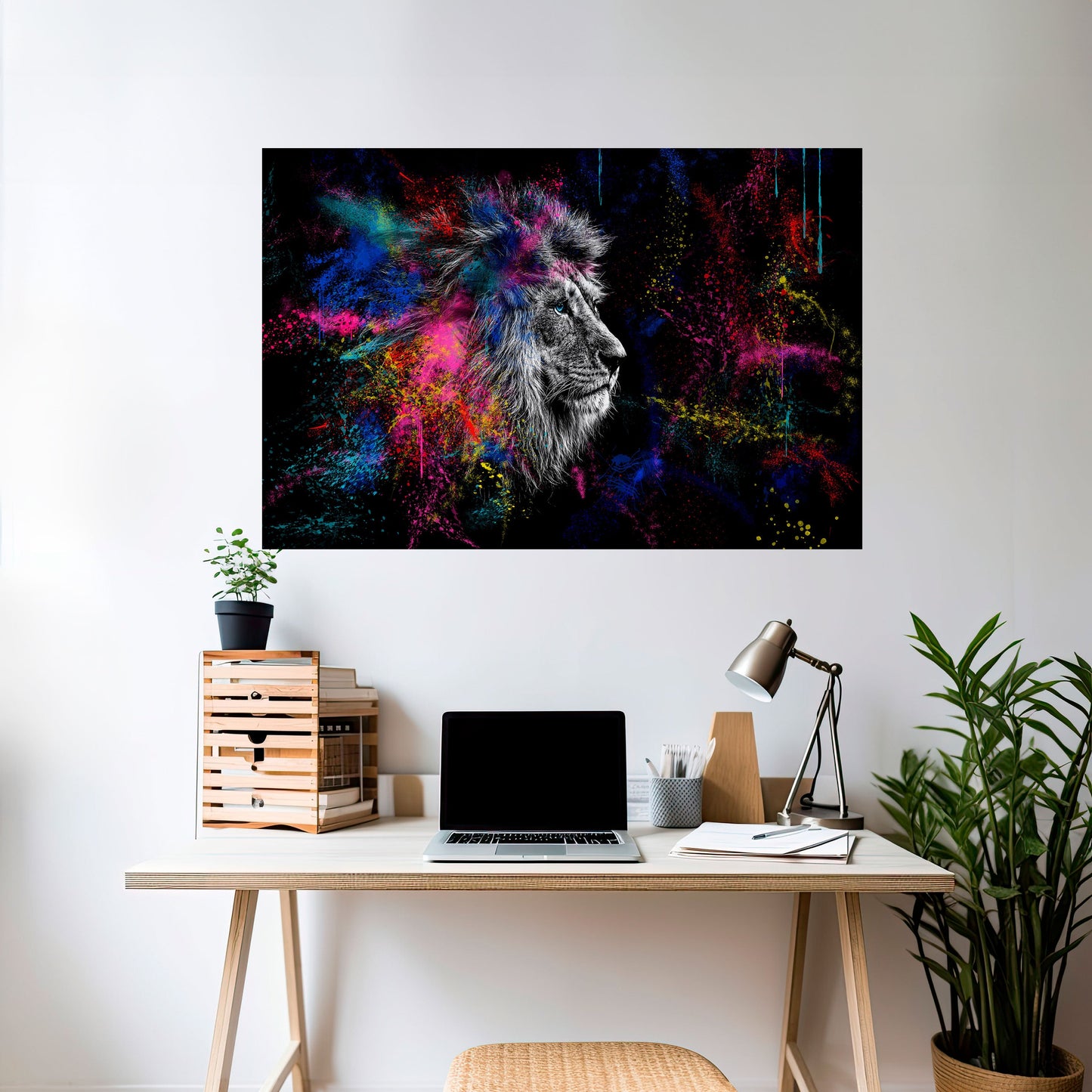 Poster orizzontale staccabile e attaccabile LION ARTISTRY