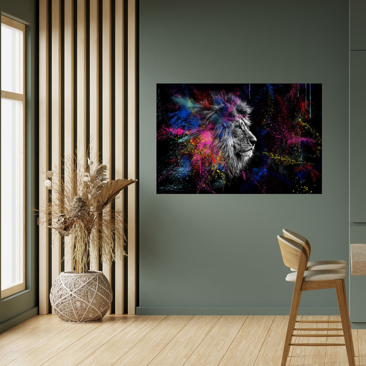 Poster orizzontale staccabile e attaccabile LION ARTISTRY