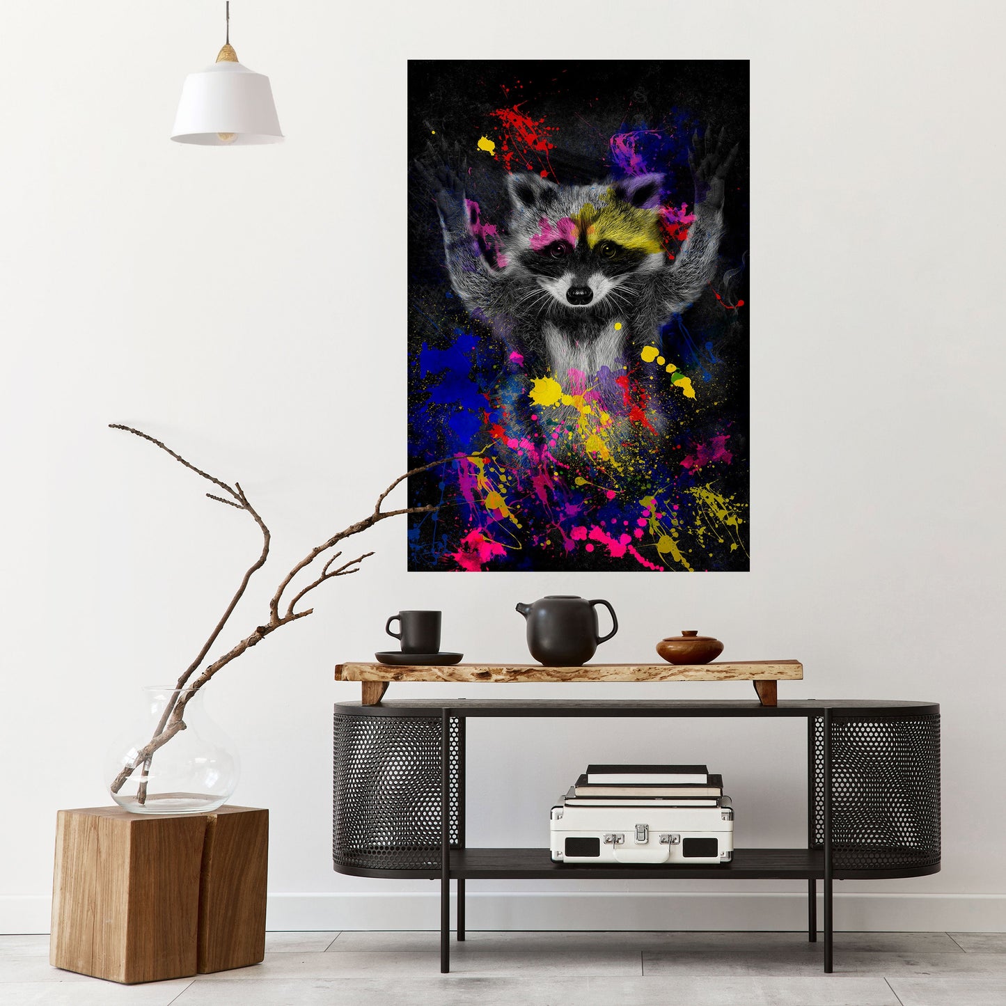 RACCOON ARTISTRY Poster verticale staccabile e attaccabile