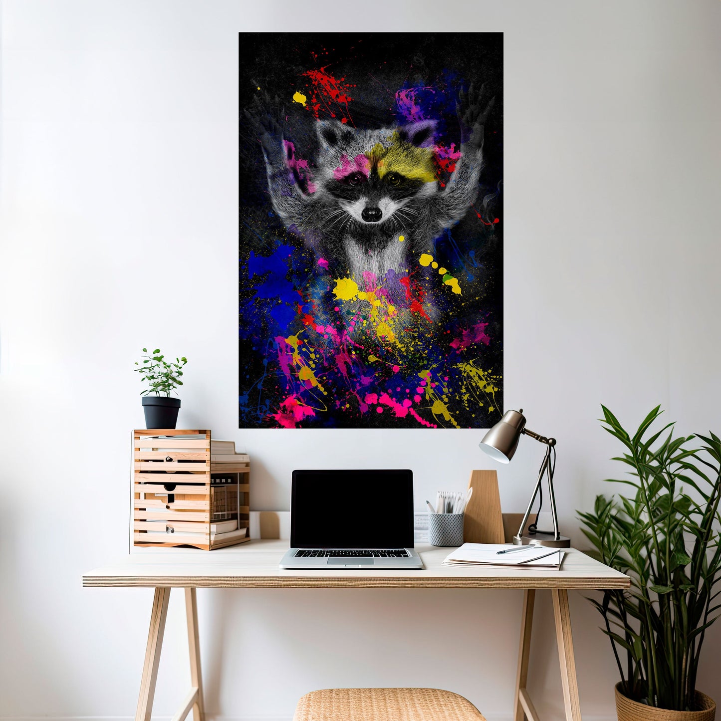 RACCOON ARTISTRY Poster verticale staccabile e attaccabile