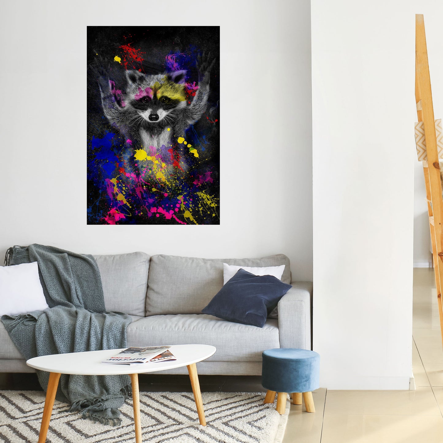 RACCOON ARTISTRY Poster verticale staccabile e attaccabile