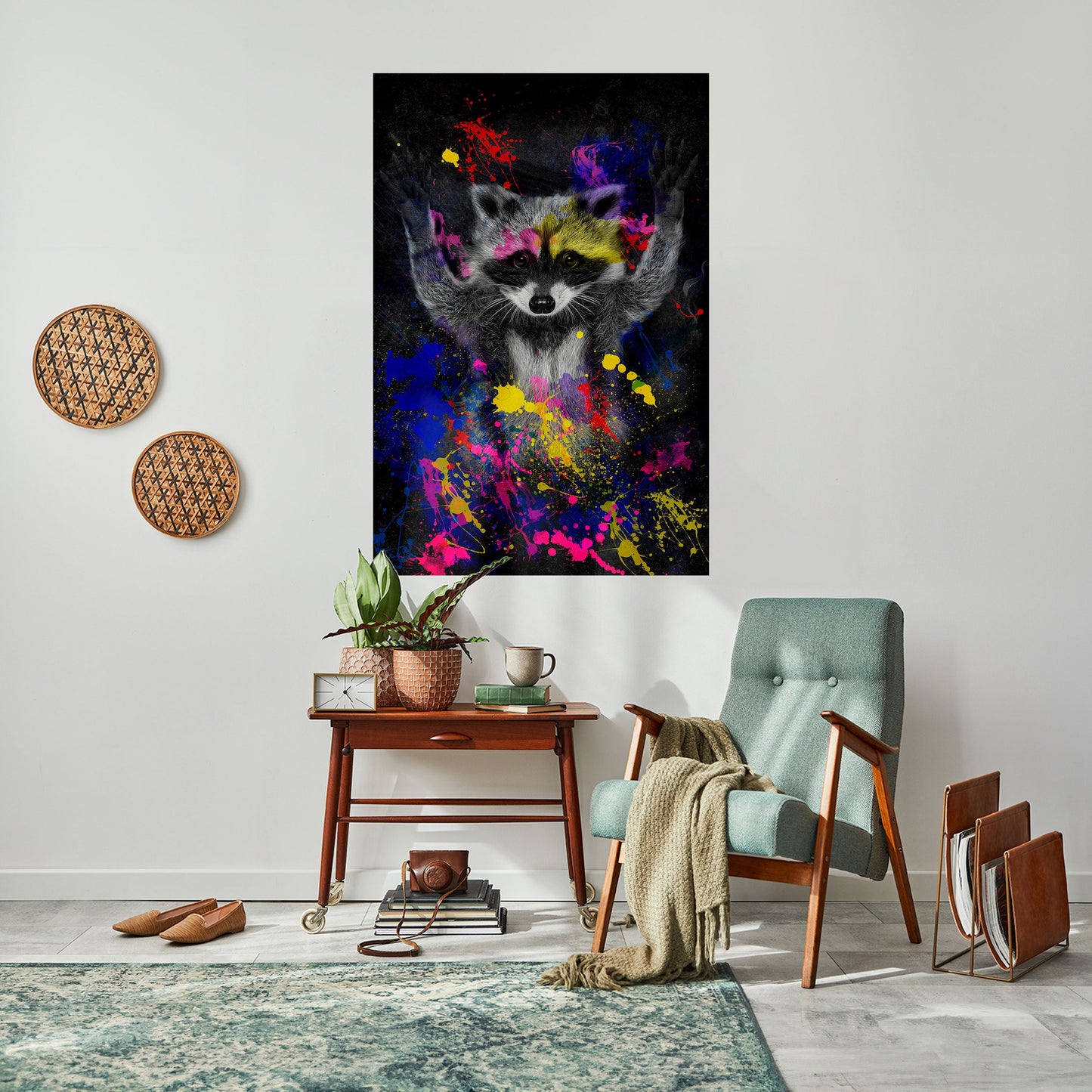 RACCOON ARTISTRY Poster verticale staccabile e attaccabile