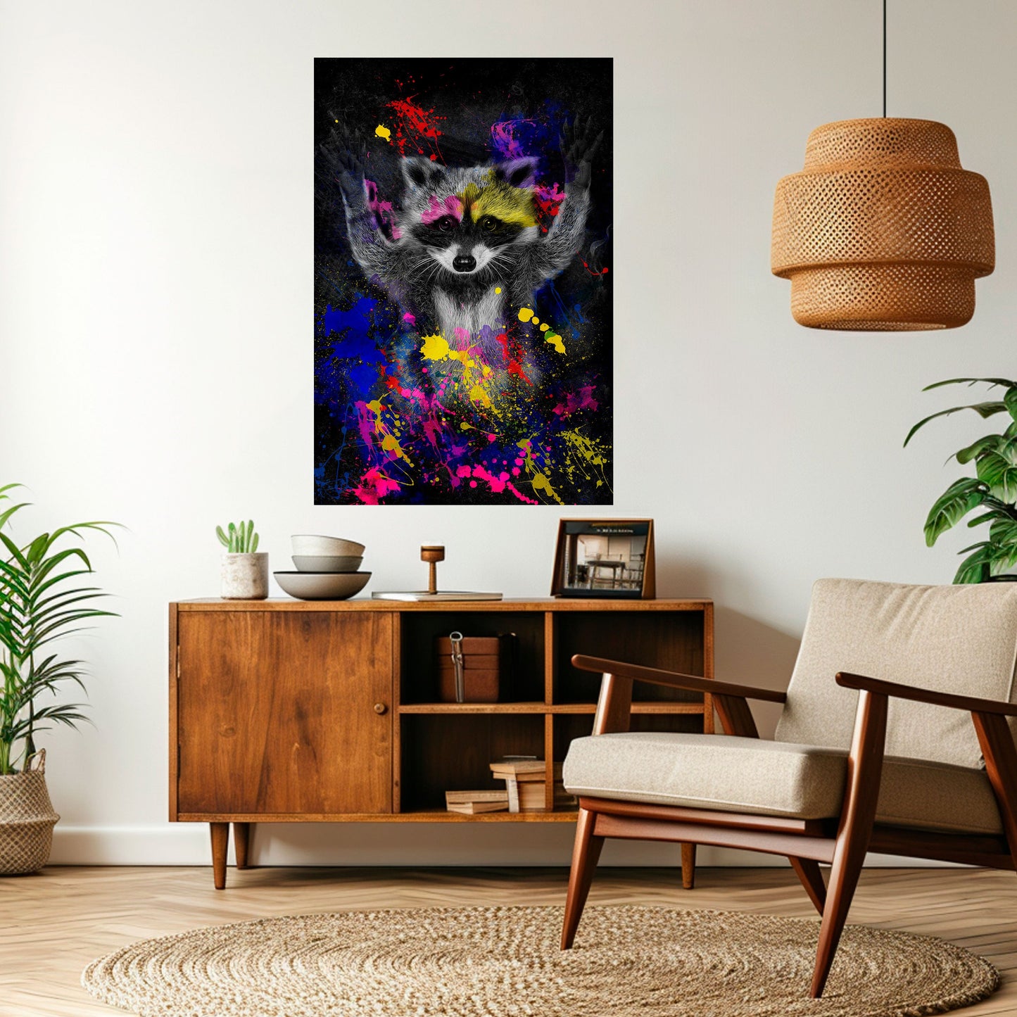 RACCOON ARTISTRY Poster verticale staccabile e attaccabile