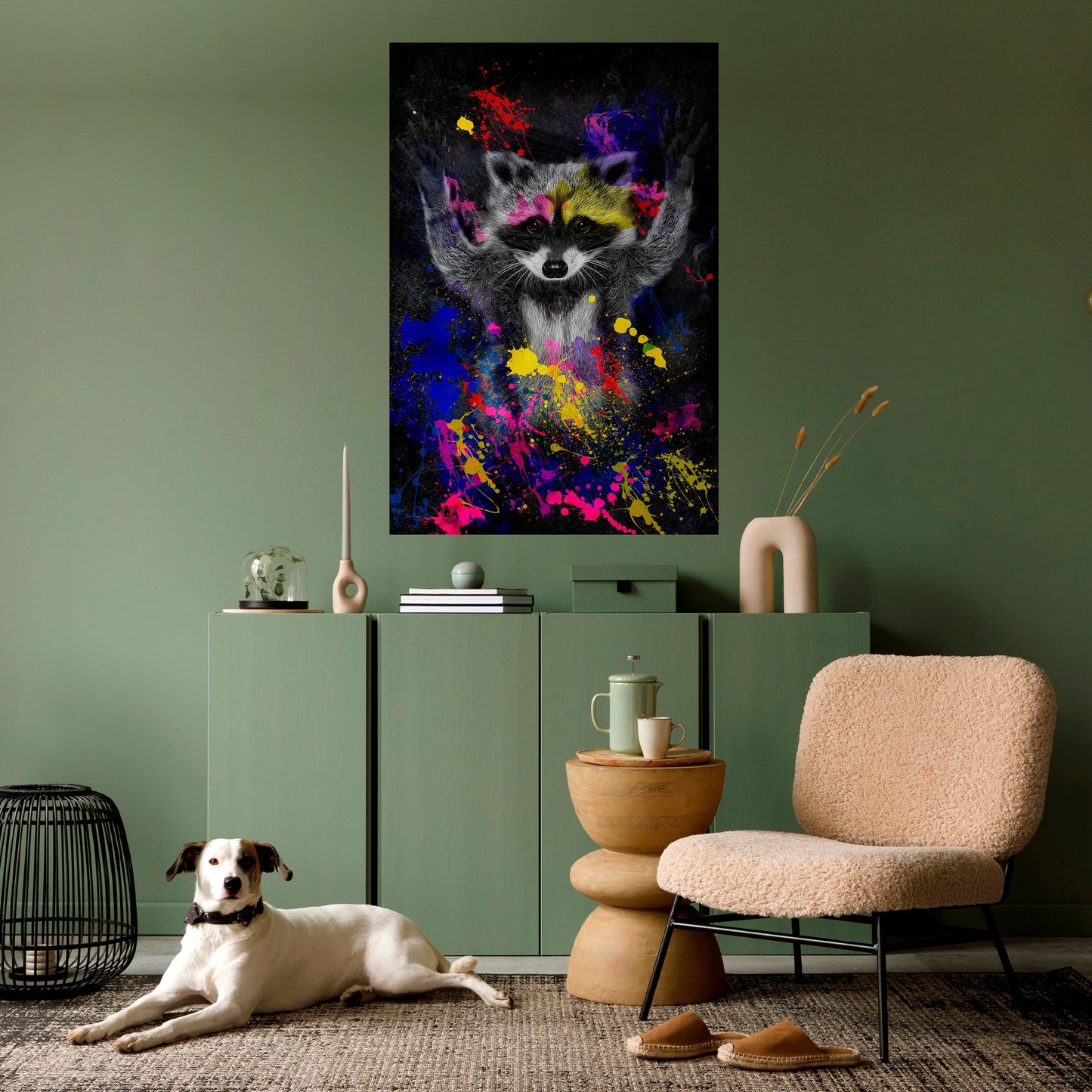 RACCOON ARTISTRY Poster verticale staccabile e attaccabile